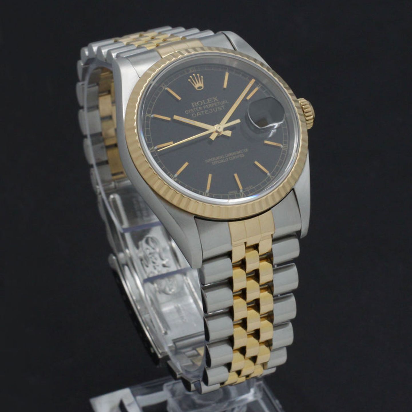 Rolex Datejust 36 16233 (2002) - Zwart wijzerplaat 36mm Goud/Staal (4/7)