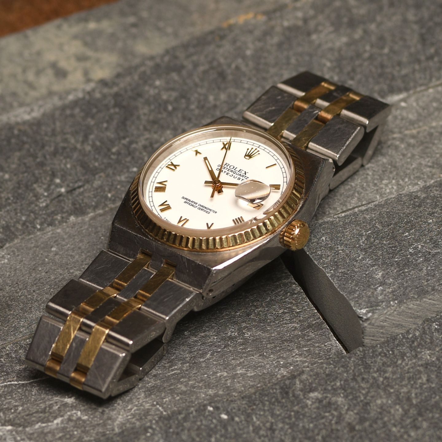 Rolex Datejust Oysterquartz 17013 (1980) - White dial 36 mm Gold/Steel case (3/5)