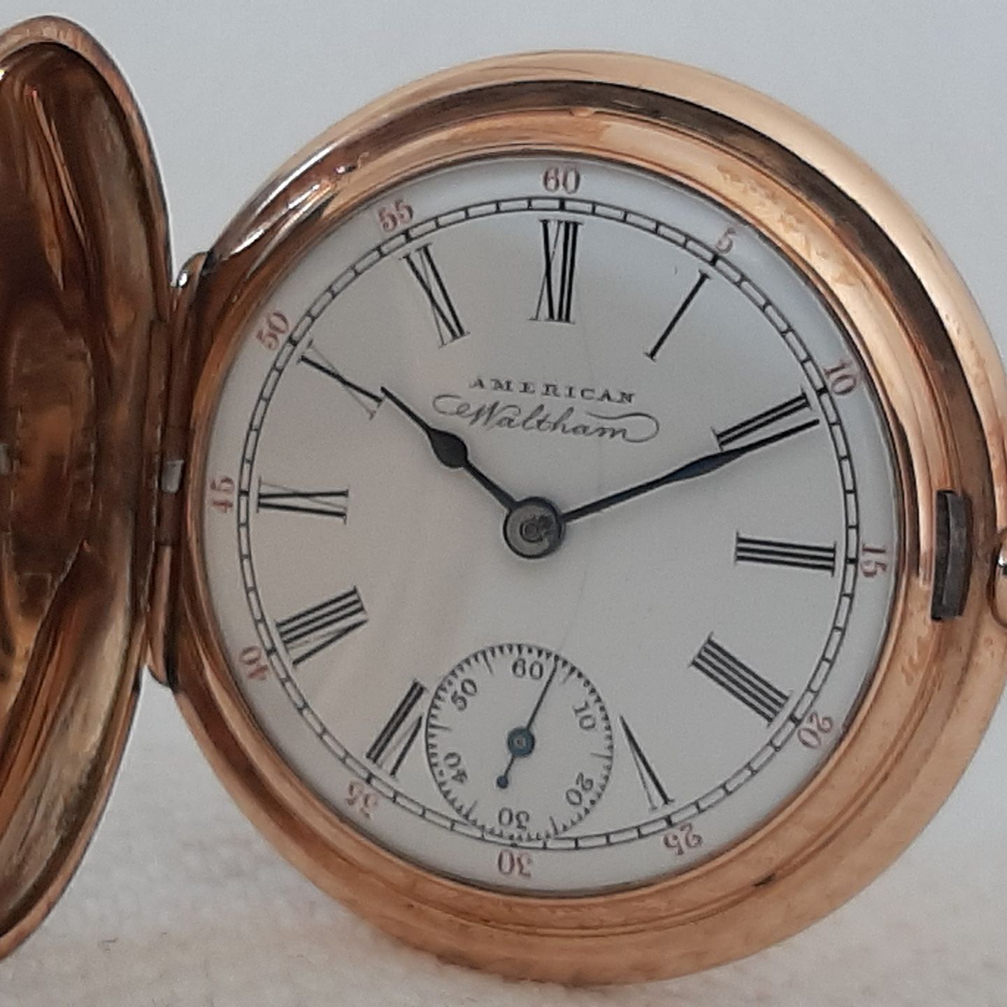 Waltham Pocket watch Unknown (Before 1900) - White dial 37 mm Rose Gold case (1/8)