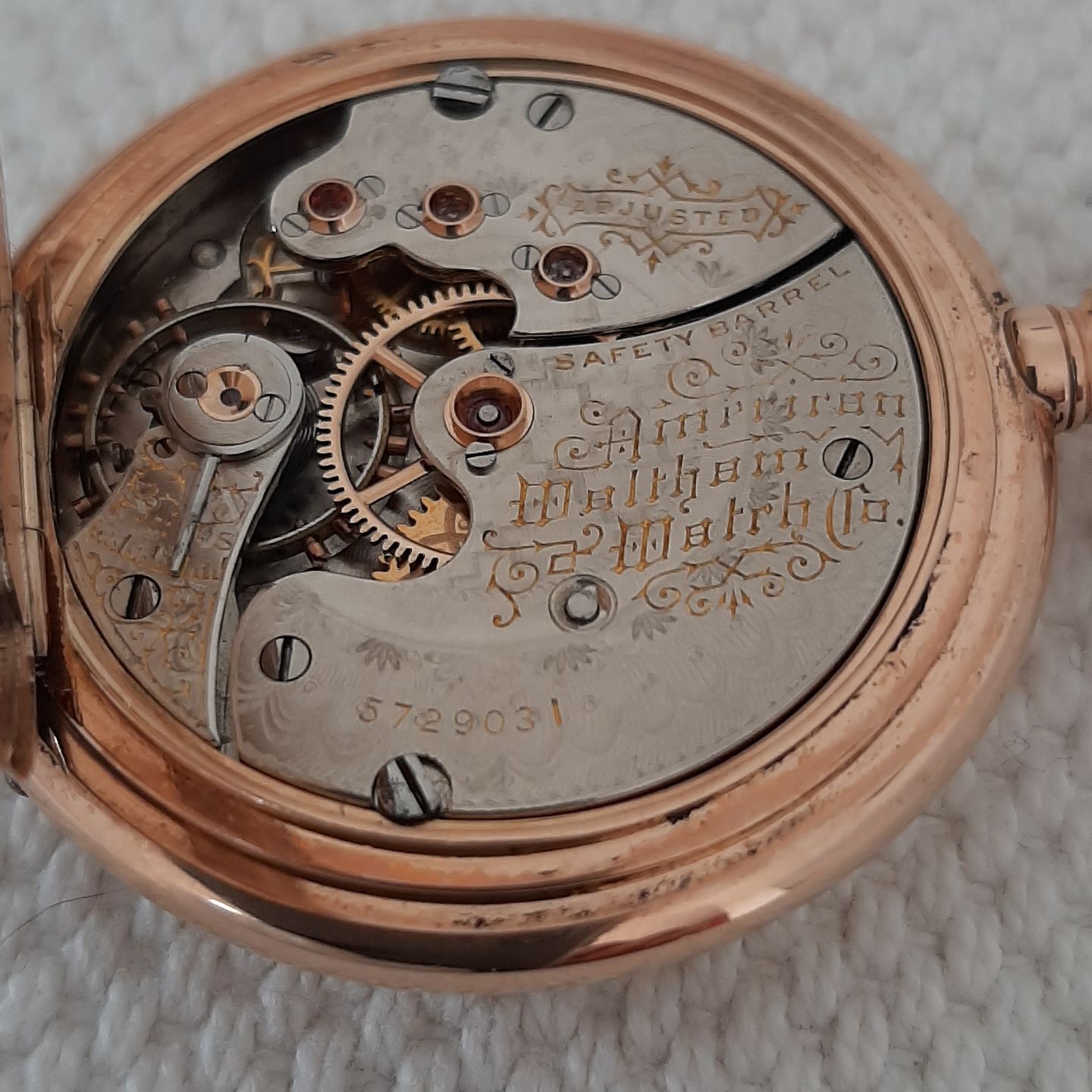 Waltham Pocket watch Unknown (Before 1900) - White dial 37 mm Rose Gold case (8/8)