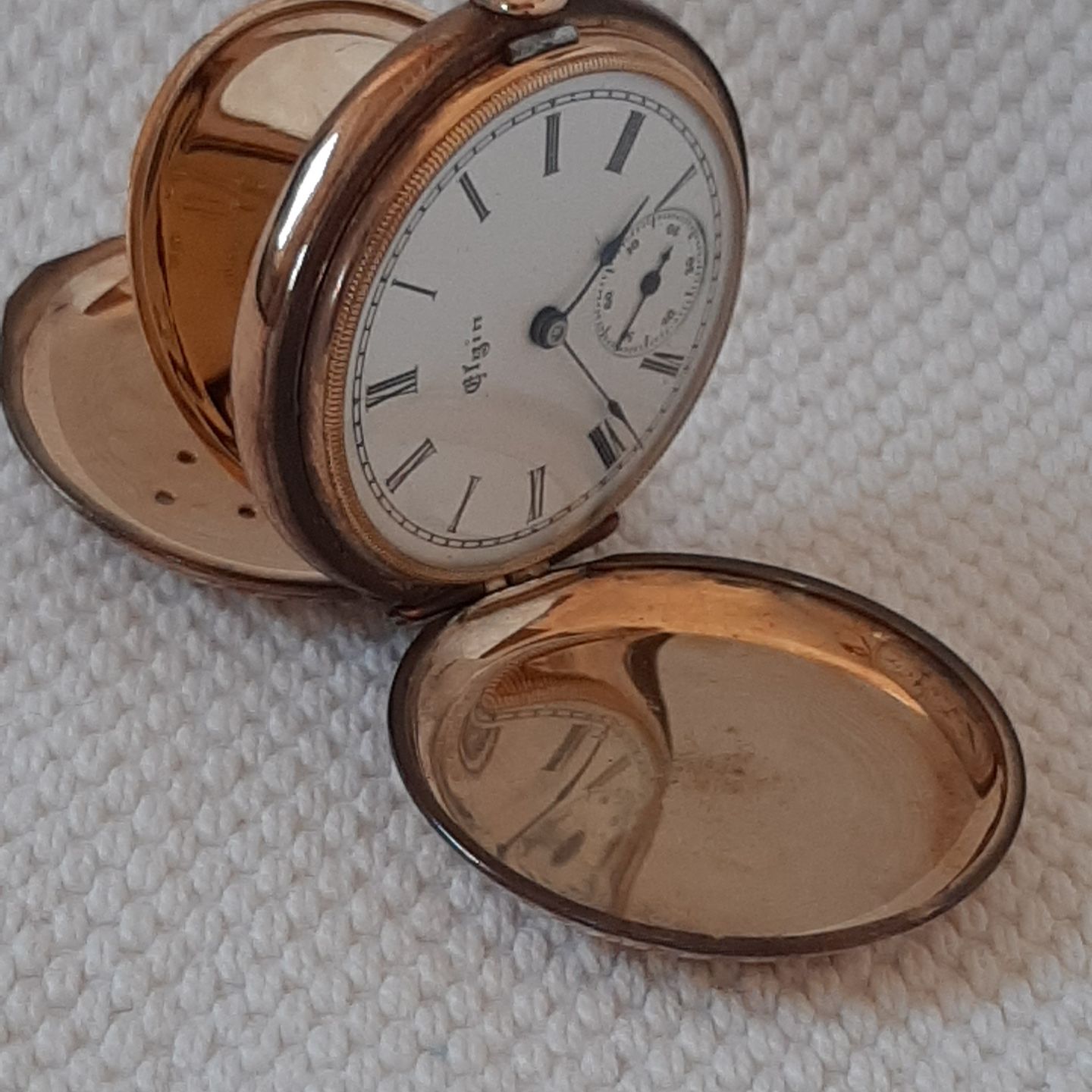 Elgin Pocket watch Unknown (Unknown (random serial)) - White dial 35 mm Rose Gold case (2/7)