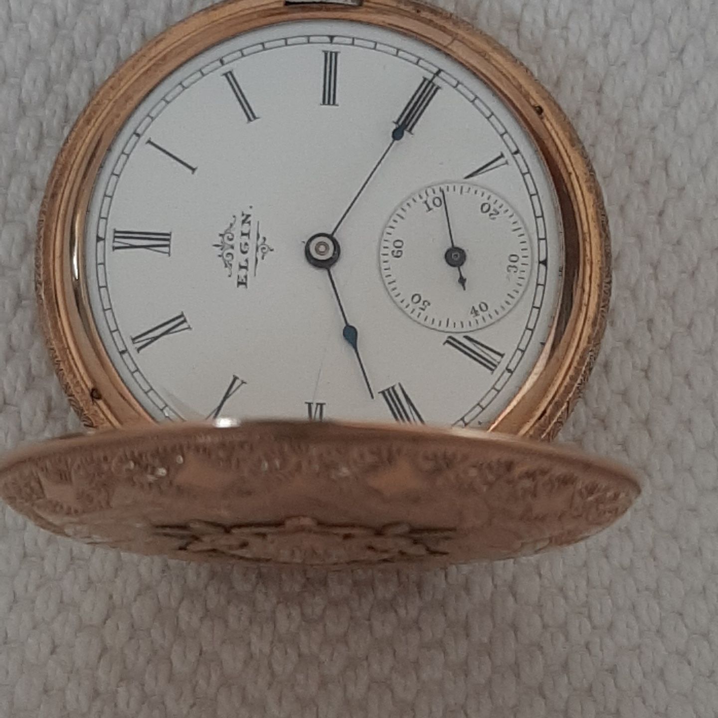 Elgin Pocket watch Unknown (Before 1900) - White dial 40 mm Rose Gold case (1/8)