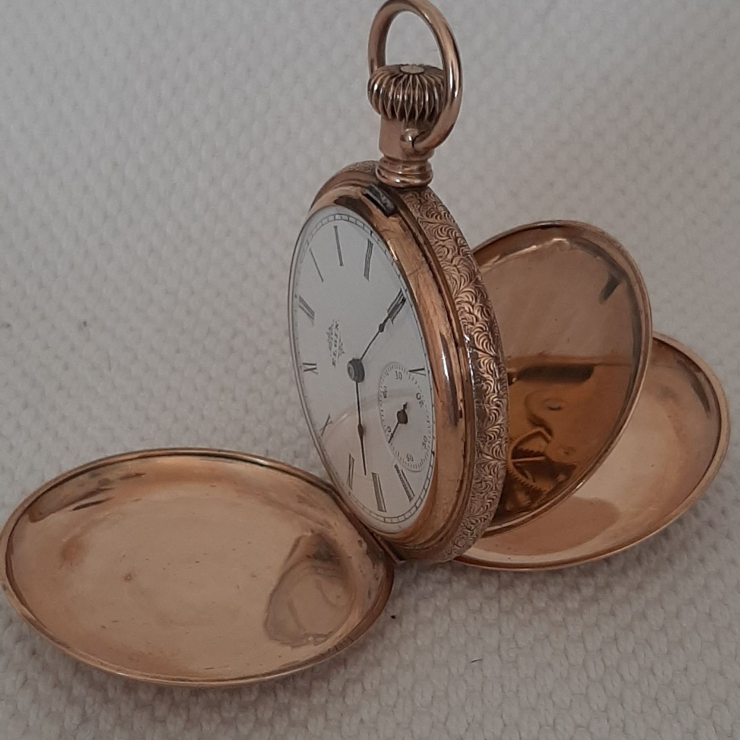 Elgin Pocket watch Unknown (Voor 1900) - Wit wijzerplaat 40mm Roségoud (5/8)