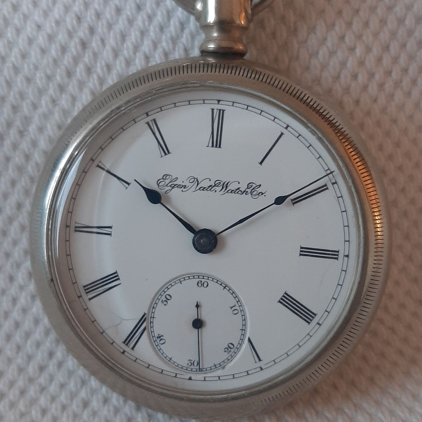 Elgin Pocket watch Unknown (Before 1900) - White dial 56 mm Silver case (1/7)
