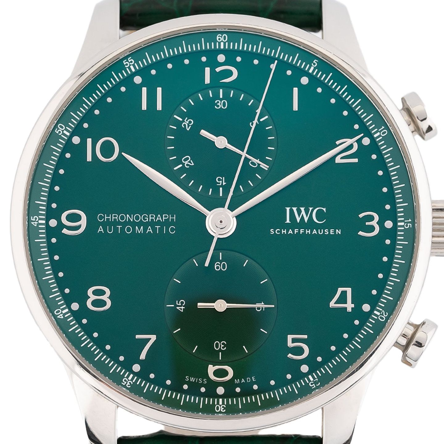 IWC Portuguese Chronograph IW371615 (Unknown (random serial)) - Green dial 41 mm Steel case (2/5)