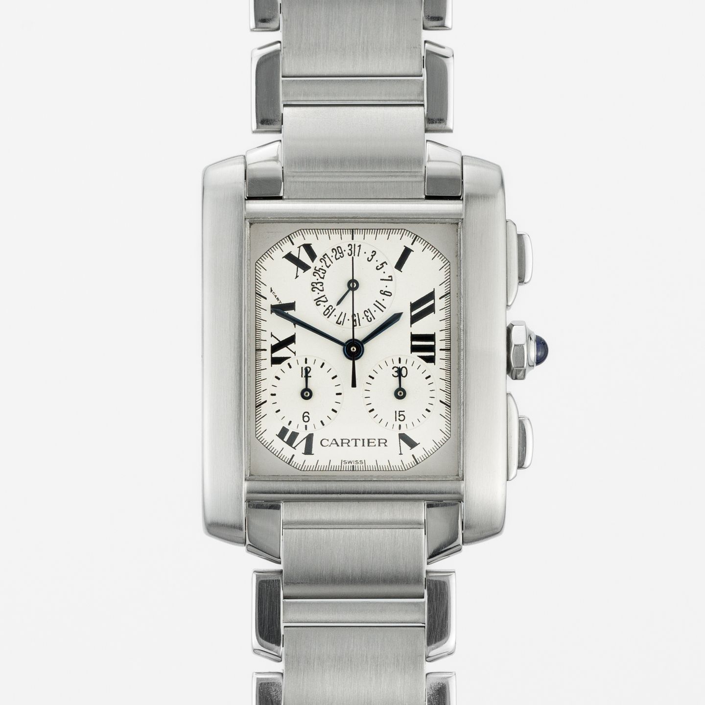 Cartier Tank Française W51001Q3 (Unknown (random serial)) - White dial 28 mm Steel case (1/8)