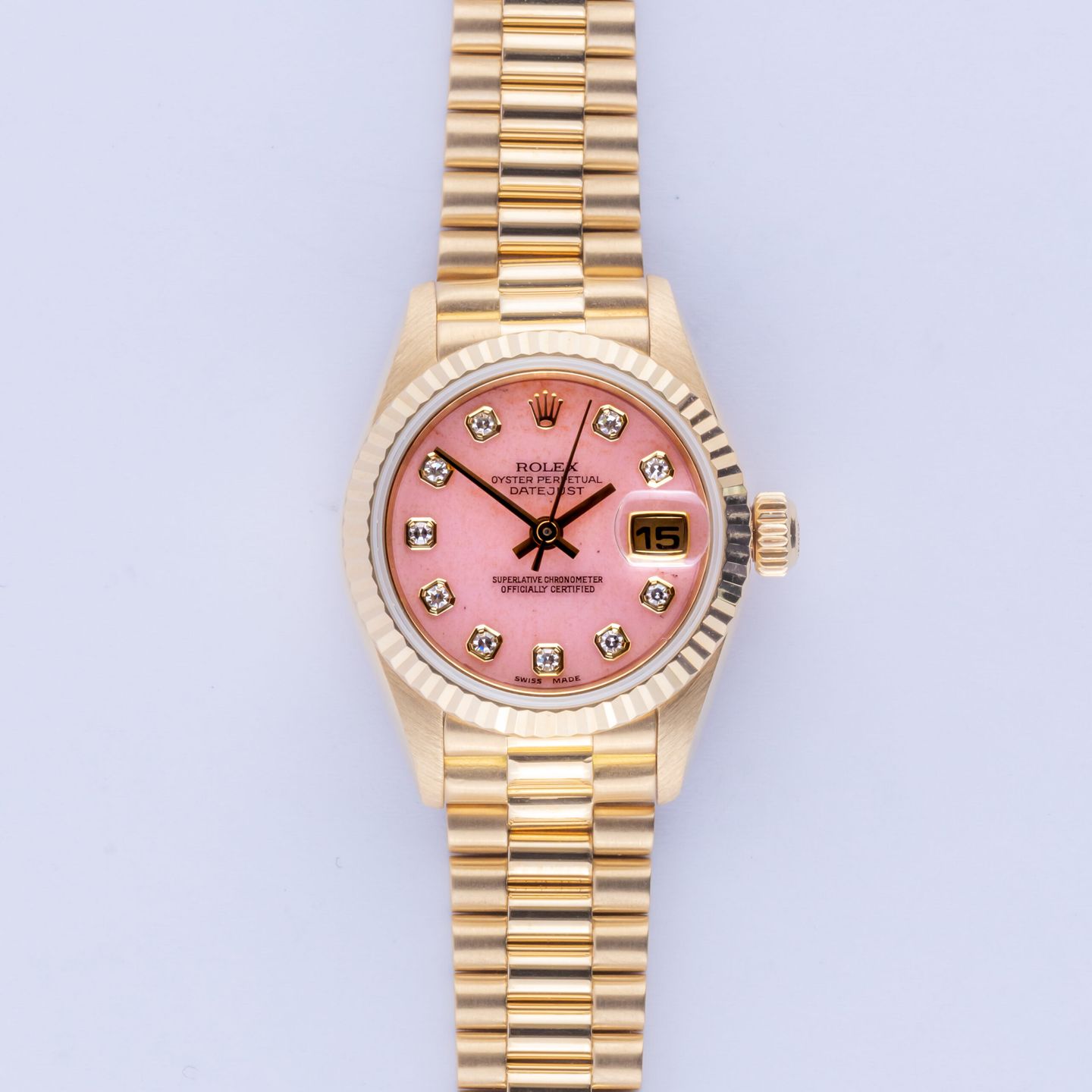 Rolex Lady-Datejust 79178 (2001) - Pink dial 26 mm Yellow Gold case (3/8)