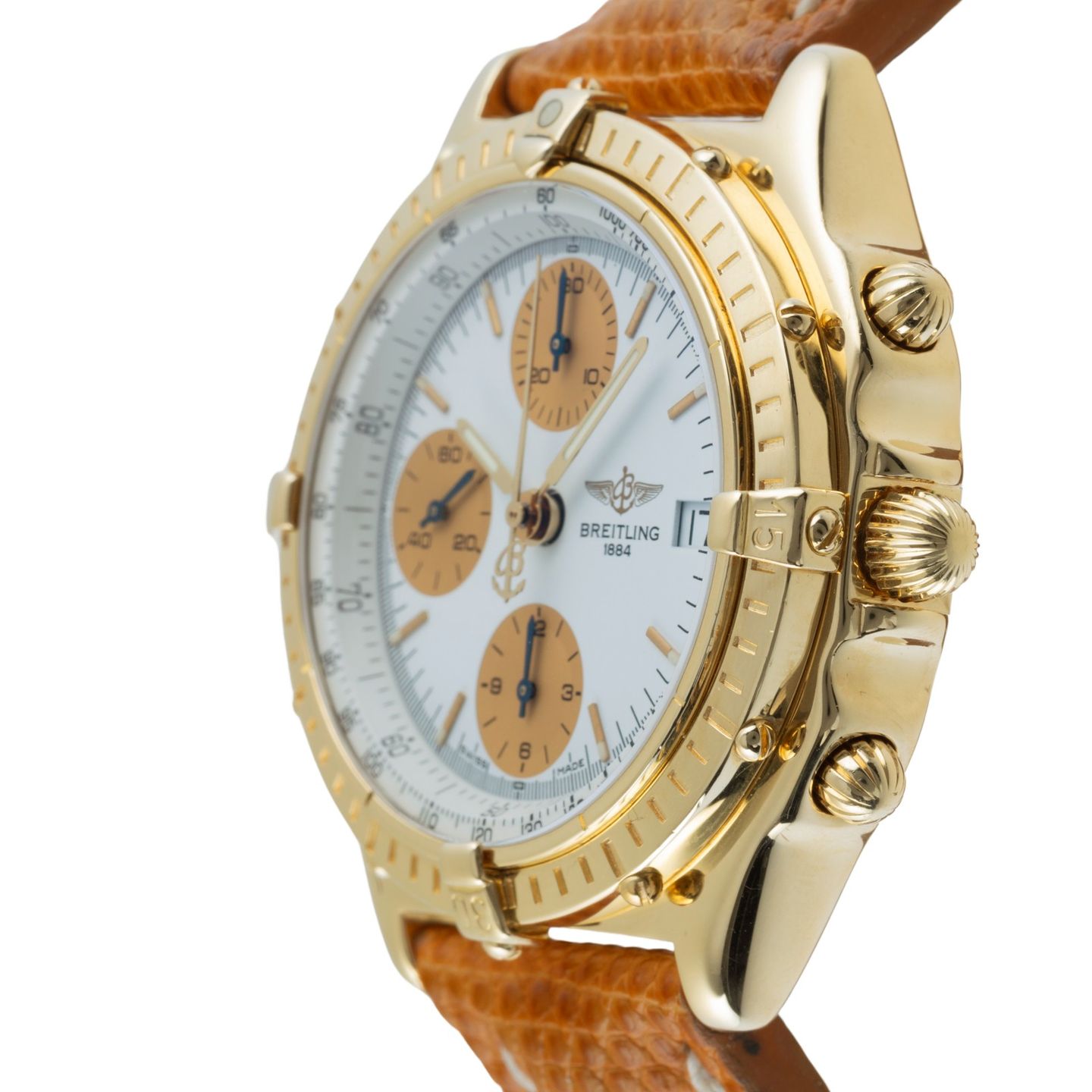 Breitling Chronomat K13048 (1993) - Silver dial 39 mm Yellow Gold case (6/8)