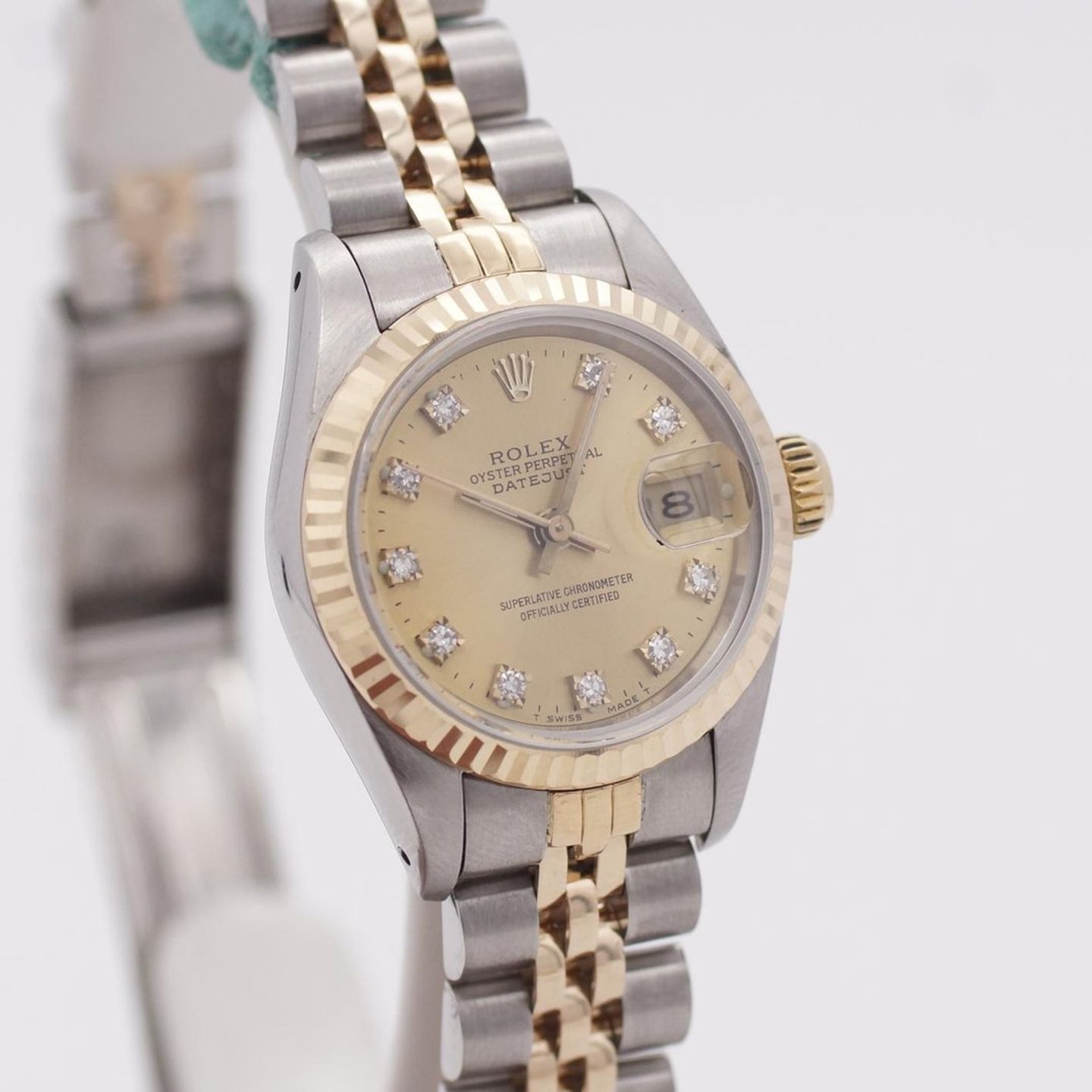 Rolex Lady-Datejust 69173 (1988) - Champagne dial 26 mm Gold/Steel case (5/8)