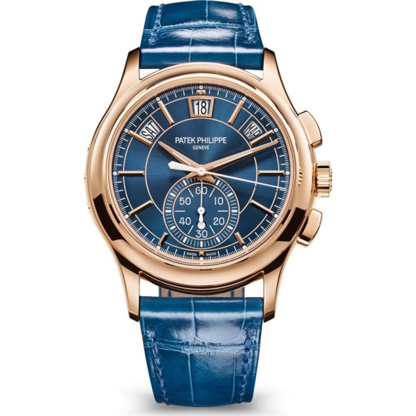 Patek Philippe Annual Calendar Chronograph 5905R-010 (2024) - Blauw wijzerplaat 42mm Roségoud (1/1)