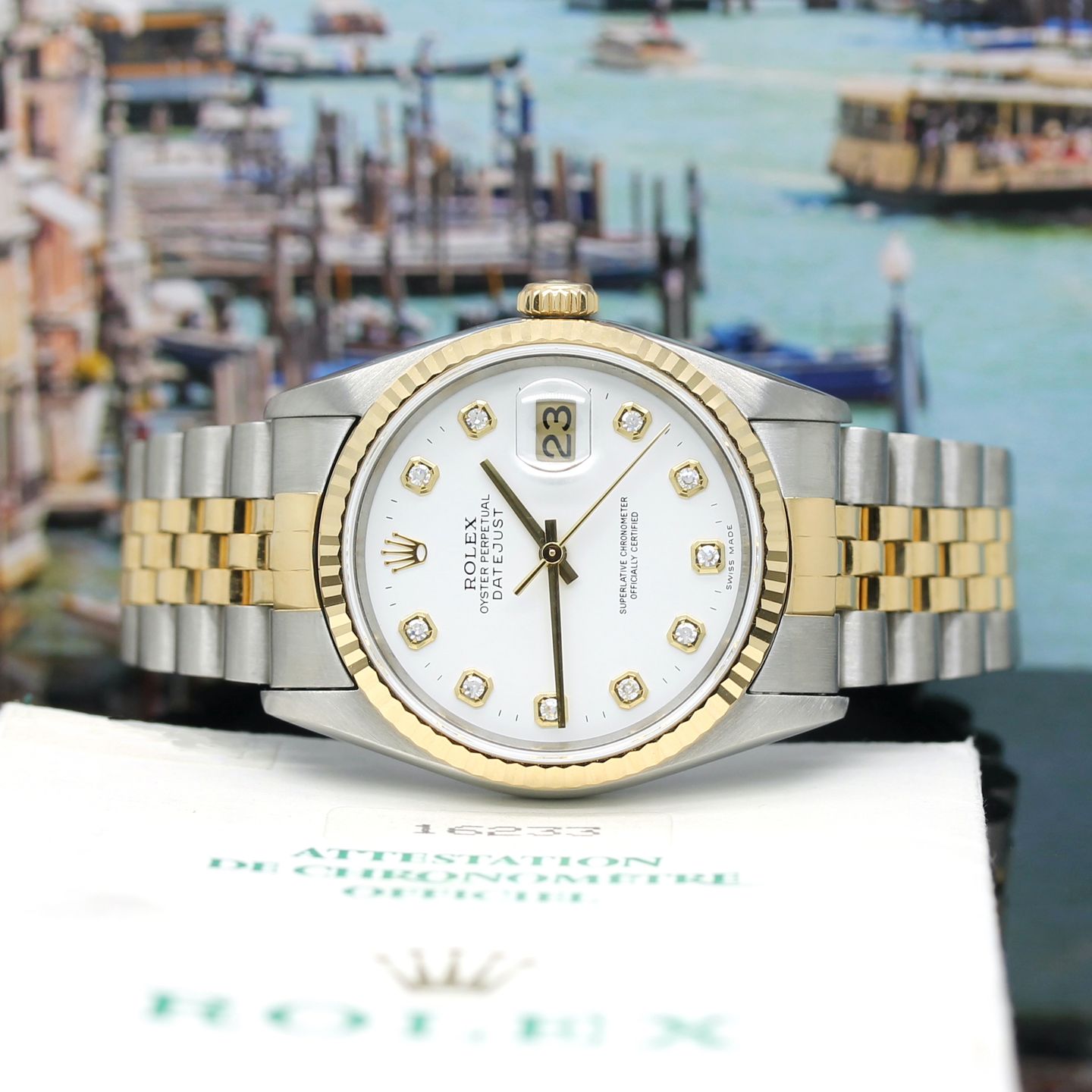 Rolex Datejust 36 16233 (1997) - White dial 36 mm Gold/Steel case (2/8)