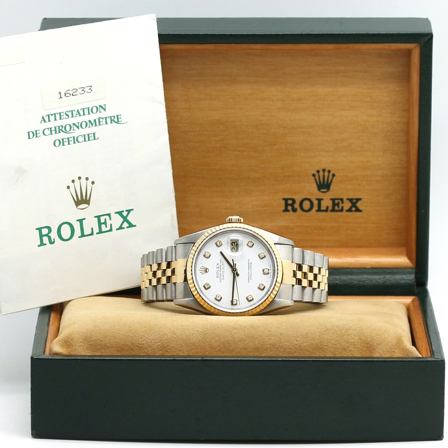 Rolex Datejust 36 16233 (1997) - White dial 36 mm Gold/Steel case (1/8)