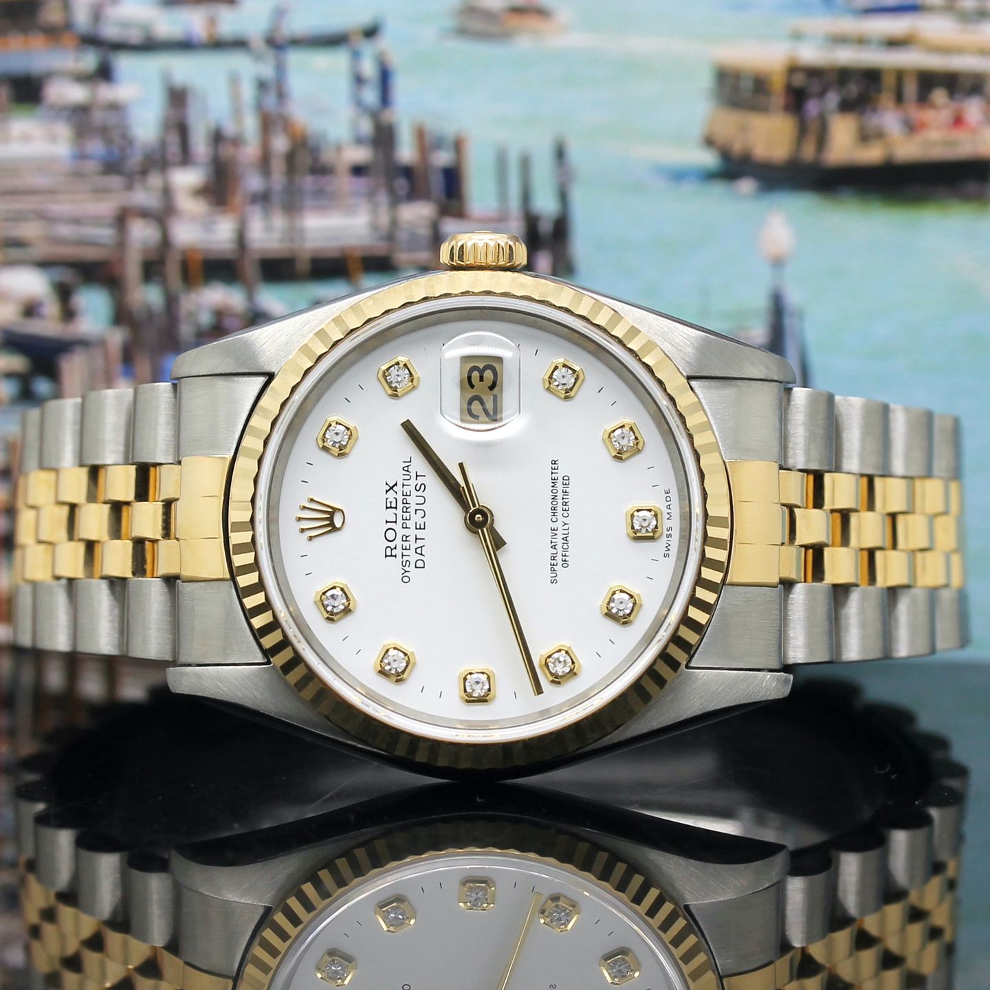 Rolex Datejust 36 16233 (1997) - White dial 36 mm Gold/Steel case (5/8)