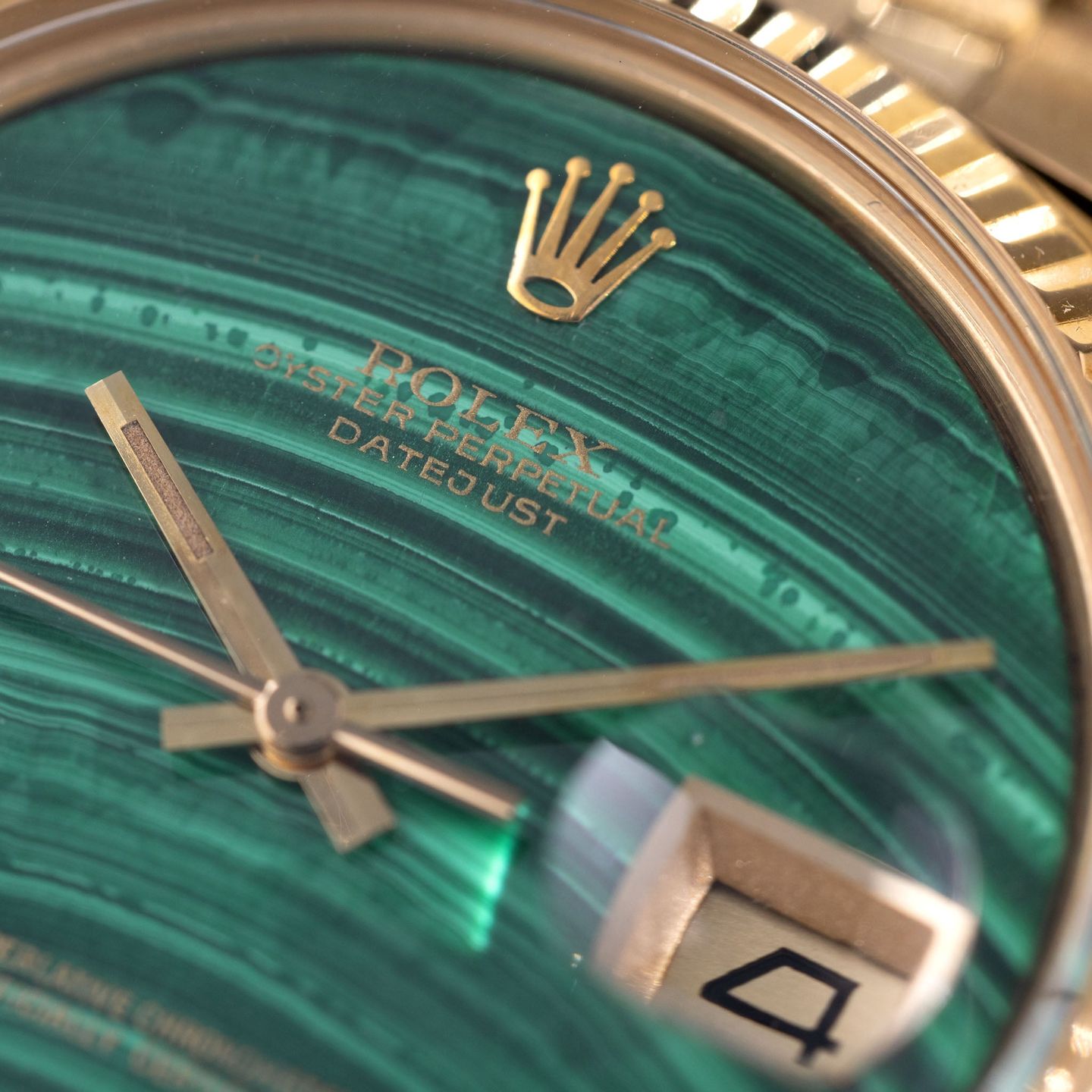 Rolex Datejust 1601/8 (1975) - Green dial 36 mm Yellow Gold case (3/8)