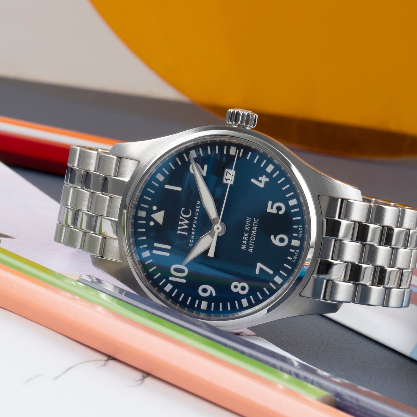 IWC Pilot Mark IW327014 (Onbekend (willekeurig serienummer)) - Blauw wijzerplaat 40mm Staal (2/8)