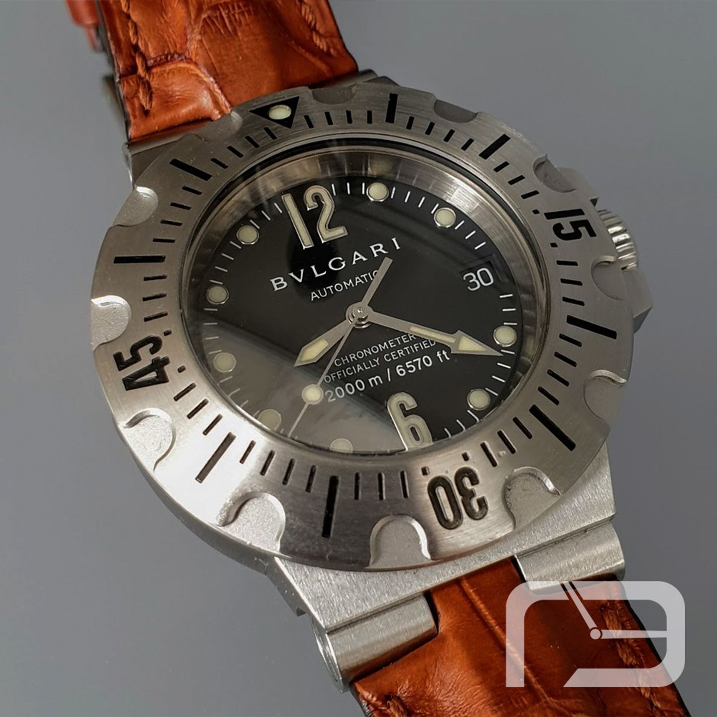 Bulgari Diagono SD 42 S (Onbekend (willekeurig serienummer)) - Zwart wijzerplaat 42mm Staal (3/8)