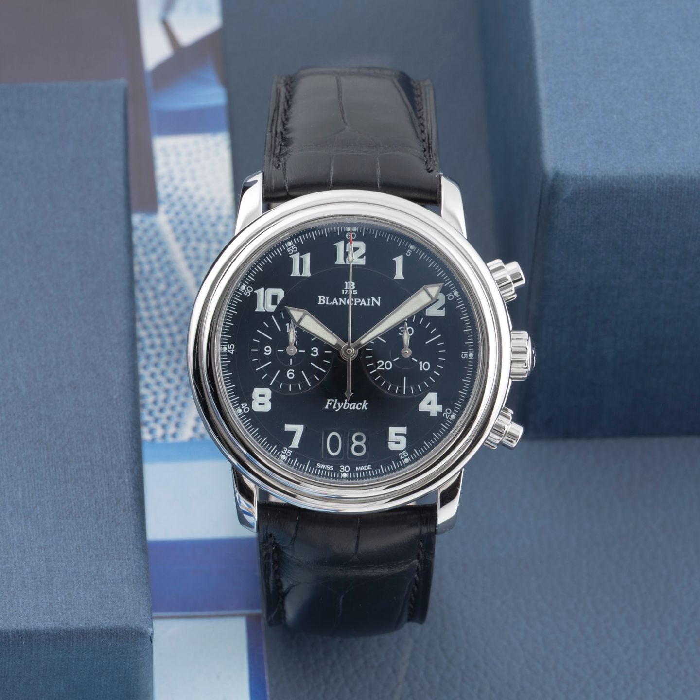 Blancpain Léman Fly-Back 2885F-1130-53B (2010) - Black dial 41 mm Steel case (1/8)