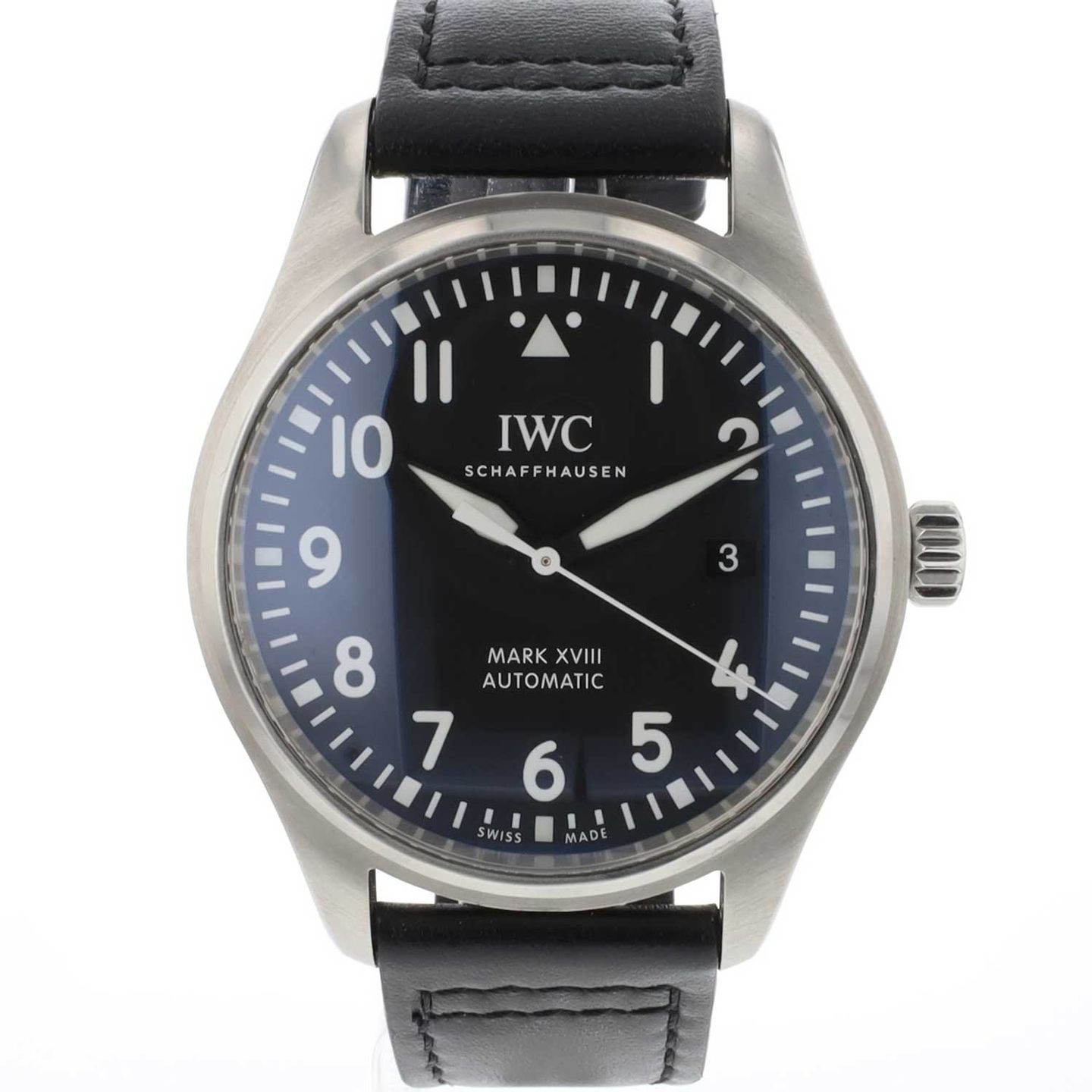 IWC Pilot Mark IW327009 (2019) - Zwart wijzerplaat 40mm Staal (1/4)
