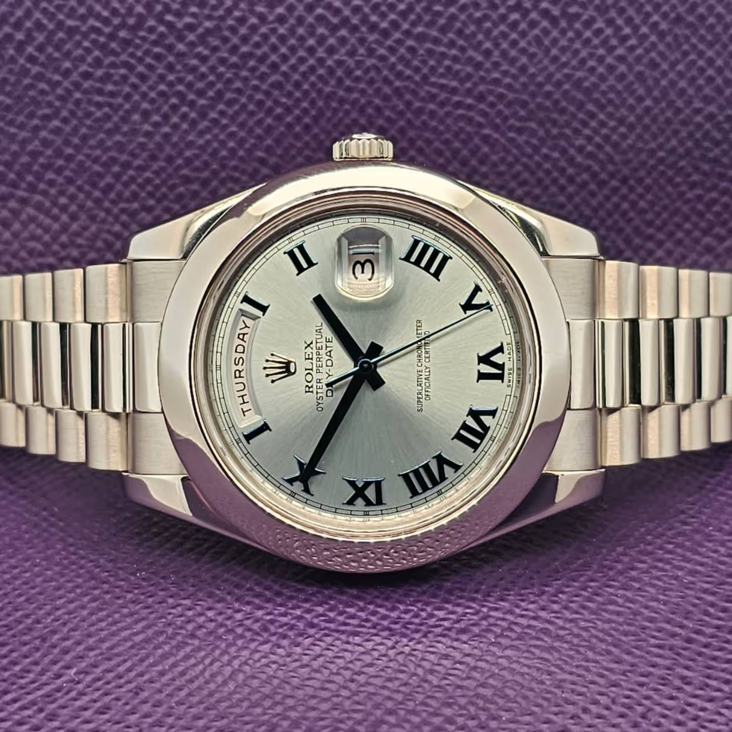 Rolex Day-Date II 218206 (2011) - Blue dial 41 mm Platinum case (1/4)