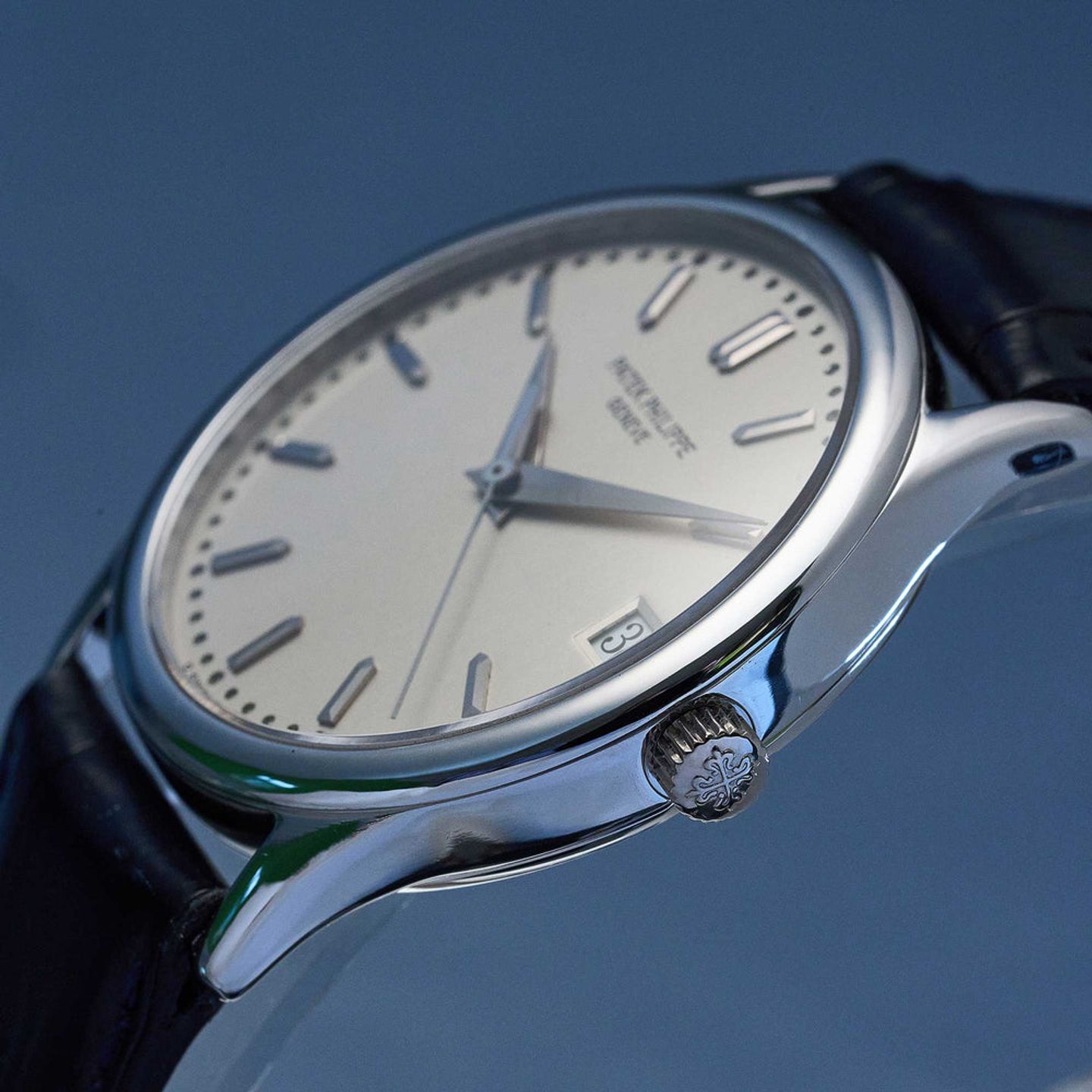 Patek Philippe Calatrava 3998P (1997) - Zilver wijzerplaat 34mm Platina (5/8)