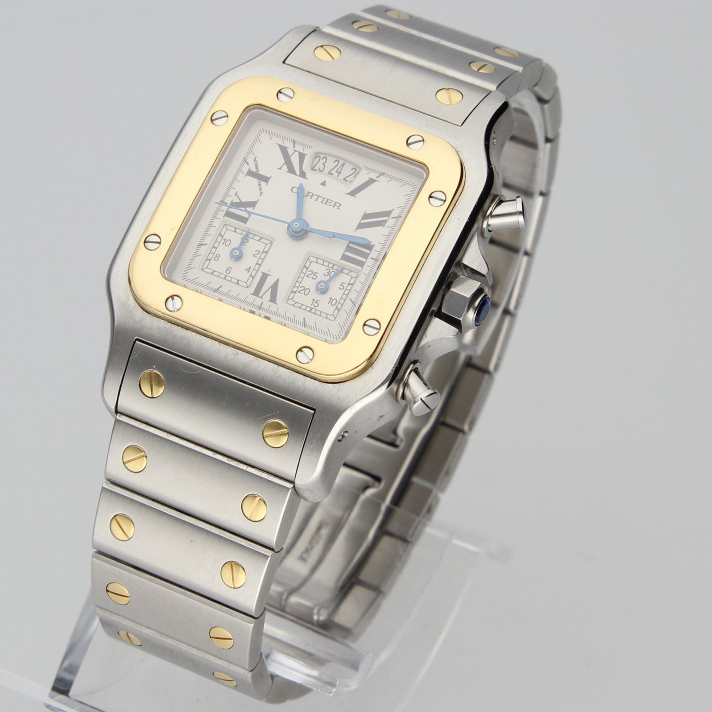 Cartier Santos Galbée 2425 (2000) - Silver dial 29 mm Gold/Steel case (5/8)