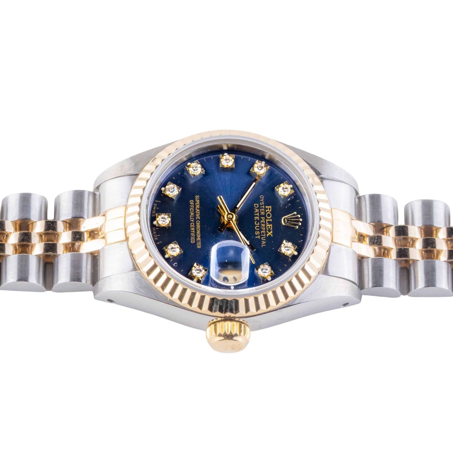 Rolex Lady-Datejust 69173 (1993) - Blue dial 26 mm Gold/Steel case (6/8)