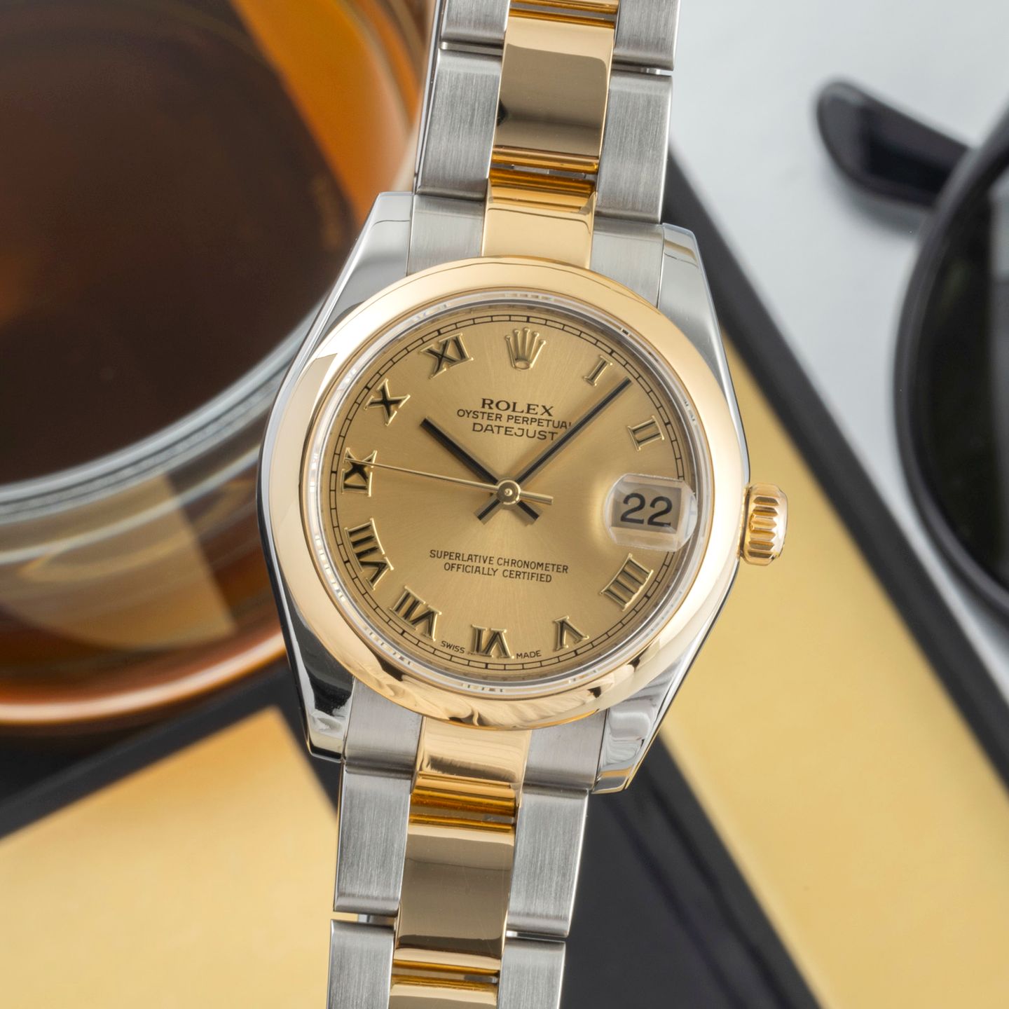 Rolex Datejust 31 178243 (2007) - Champagne wijzerplaat 31mm Goud/Staal (3/8)