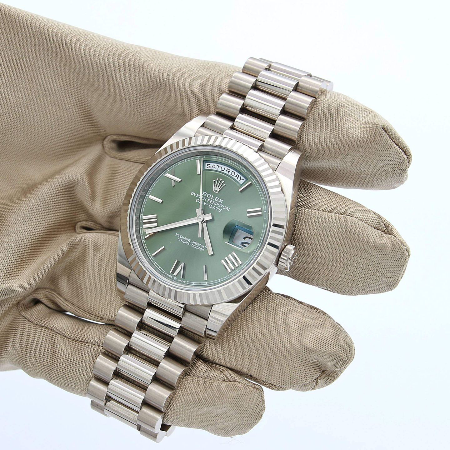 Rolex Day-Date 40 228239 (Unknown (random serial)) - Green dial 40 mm White Gold case (5/8)
