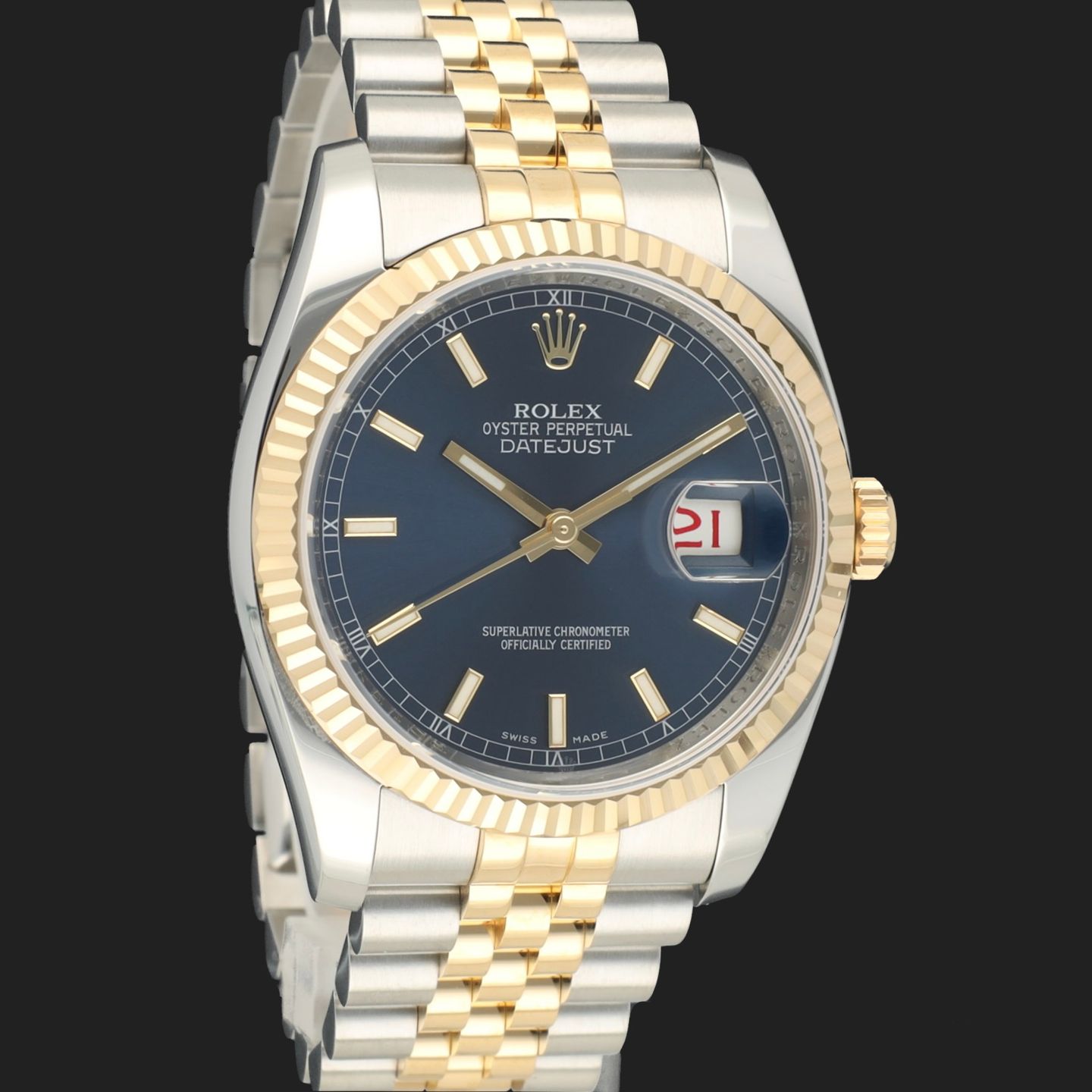 Rolex Datejust 36 116233 (2011) - Blue dial 36 mm Gold/Steel case (4/8)