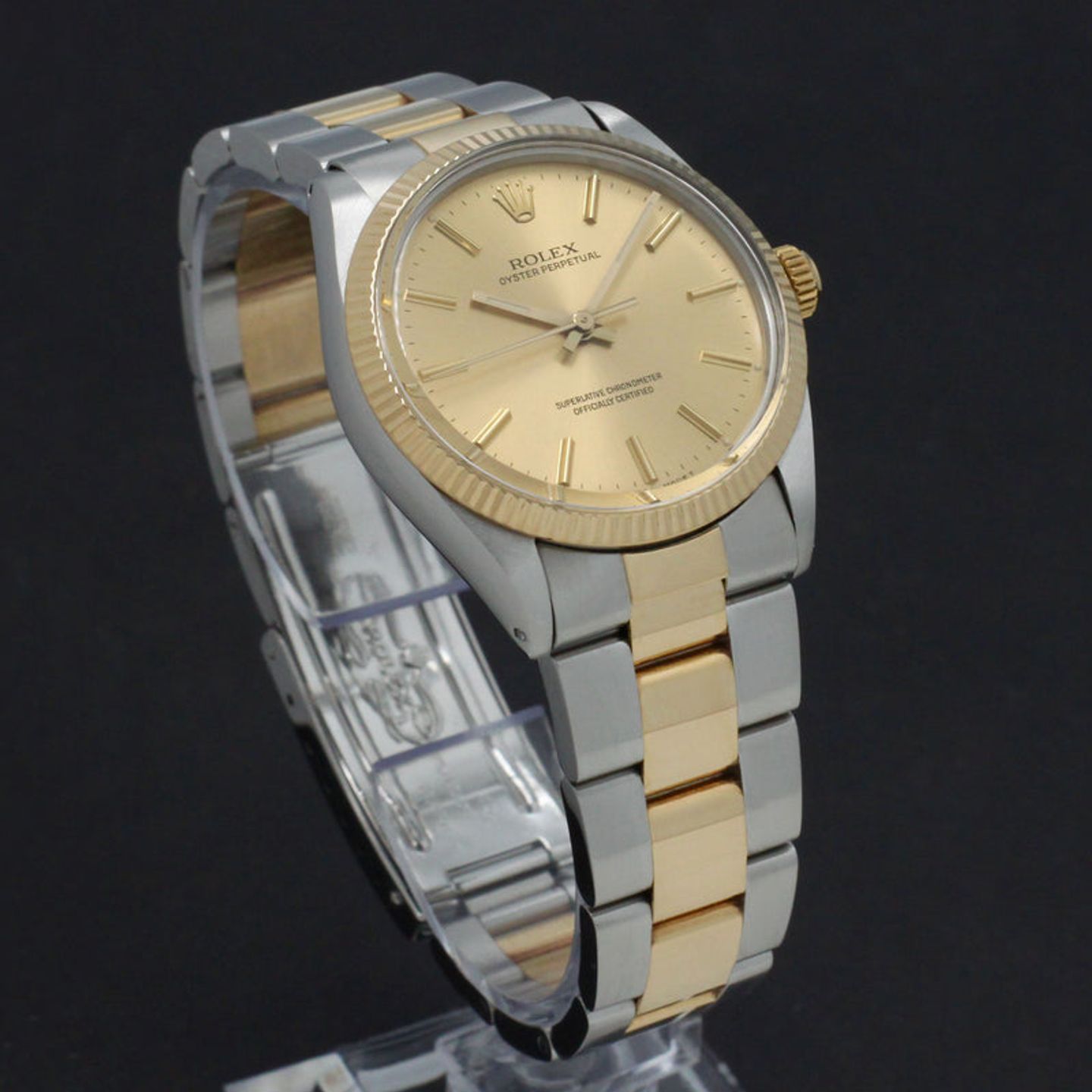 Rolex Oyster Perpetual 1005 (1988) - Goud wijzerplaat 34mm Goud/Staal (5/7)