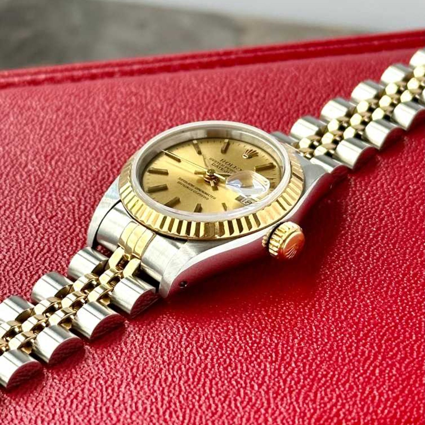 Rolex Lady-Datejust 69173 (1993) - Gold dial 26 mm Gold/Steel case (7/8)