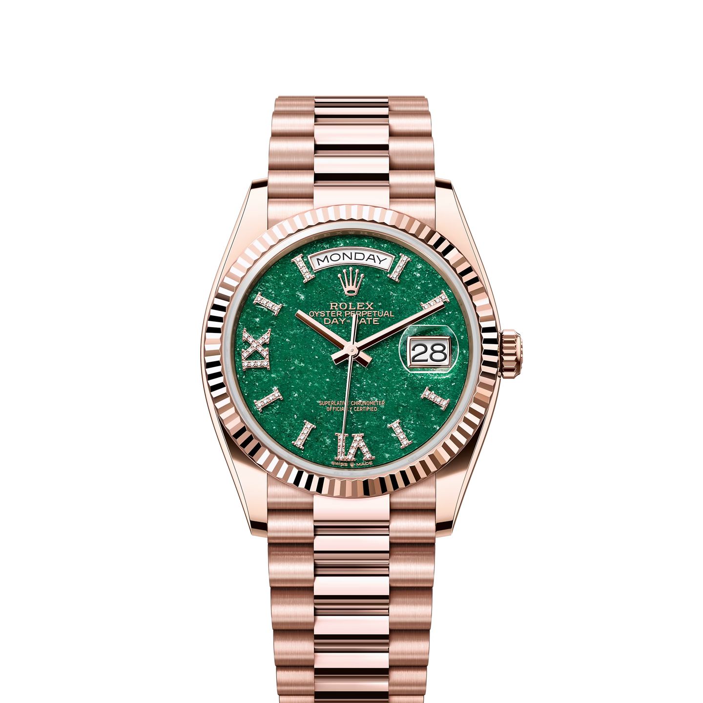 Rolex Day-Date 36 128235 (2024) - Groen wijzerplaat 36mm Roségoud (1/1)