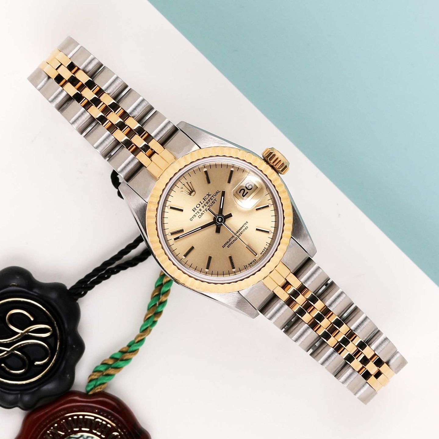 Rolex Lady-Datejust 69173 (1987) - Champagne dial 26 mm Gold/Steel case (1/8)