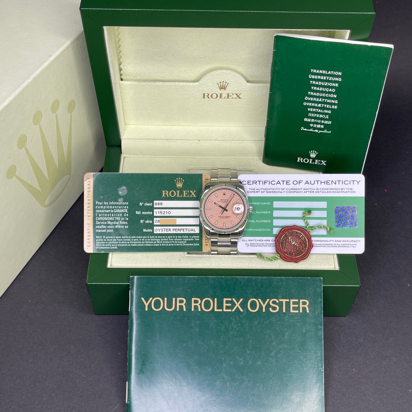 Rolex Oyster Perpetual Date 115210 (2006) - Roze wijzerplaat 34mm Staal (2/7)