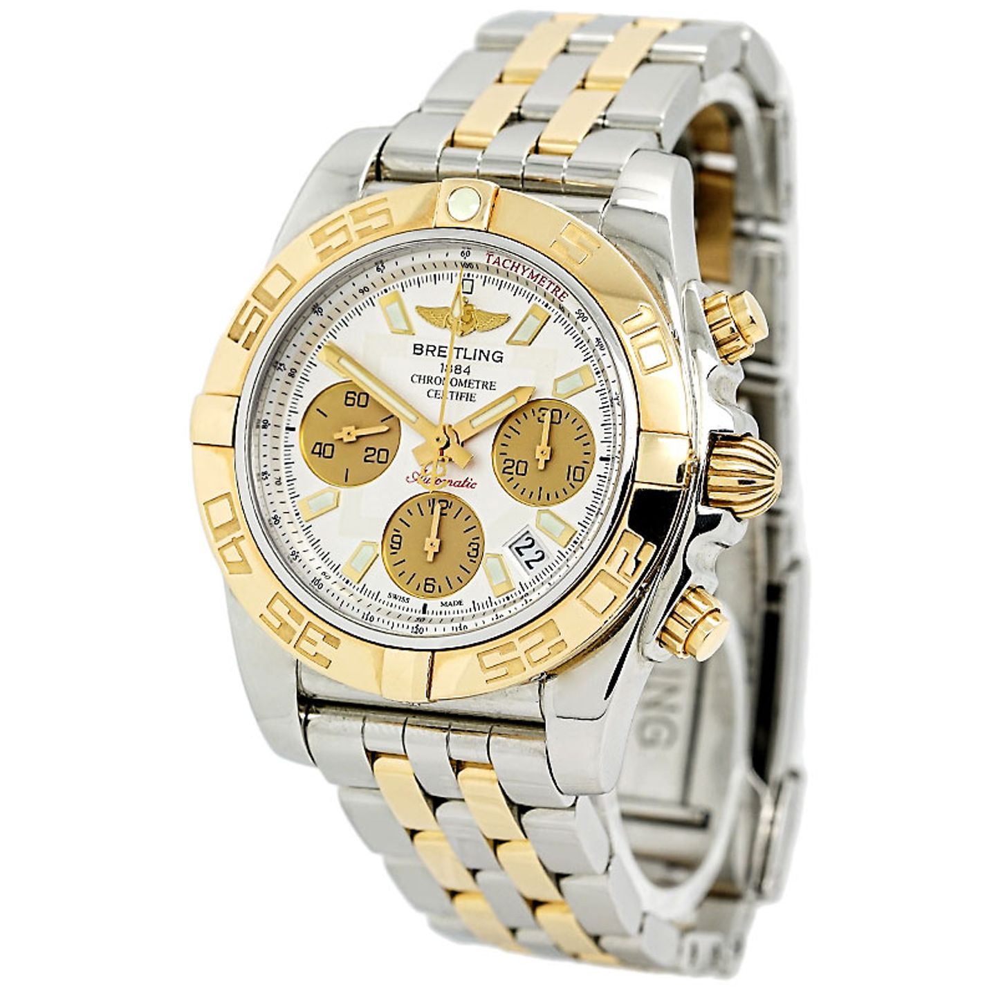 Breitling Chronomat 41 CB014012/G713 (2015) - Wit wijzerplaat 41mm Goud/Staal (2/6)