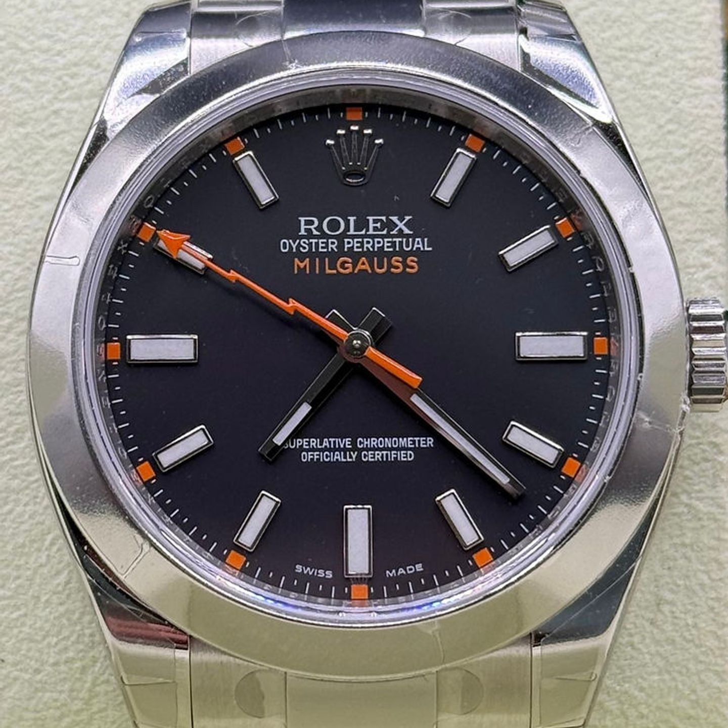Rolex Milgauss 116400 (2013) - Zwart wijzerplaat 40mm Staal (1/3)