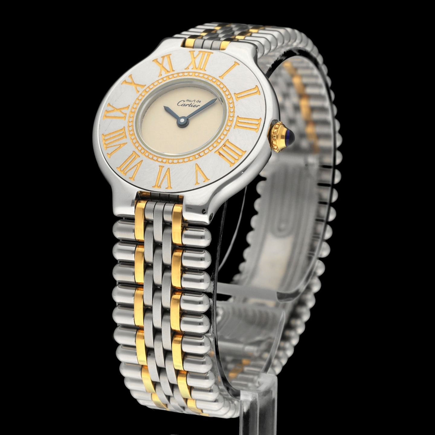 Cartier 21 Must de Cartier W10051F4 (1991) - Silver dial 28 mm Gold/Steel case (5/8)
