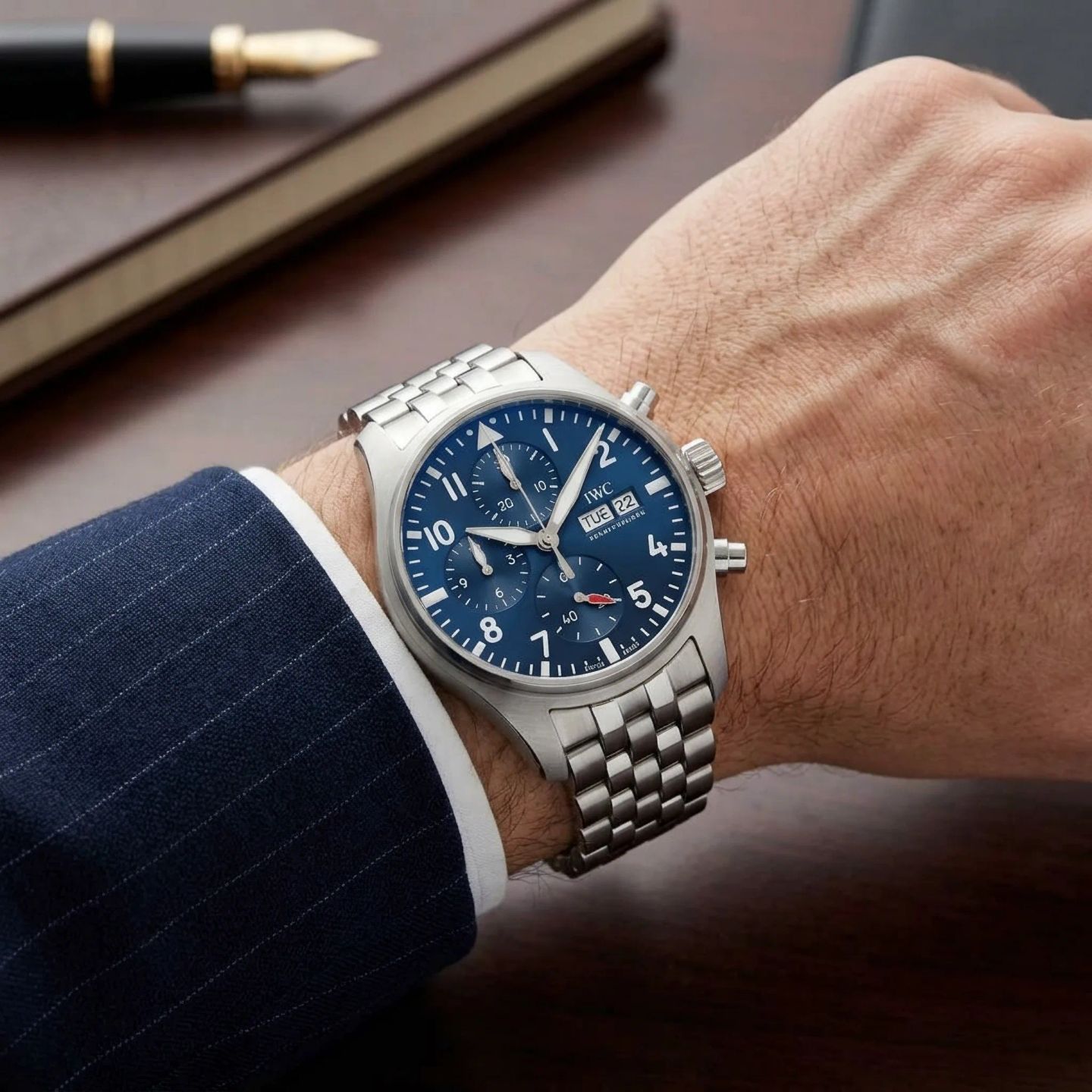 IWC Pilot Chronograph IW388102 (2021) - Blauw wijzerplaat 41mm Staal (2/8)