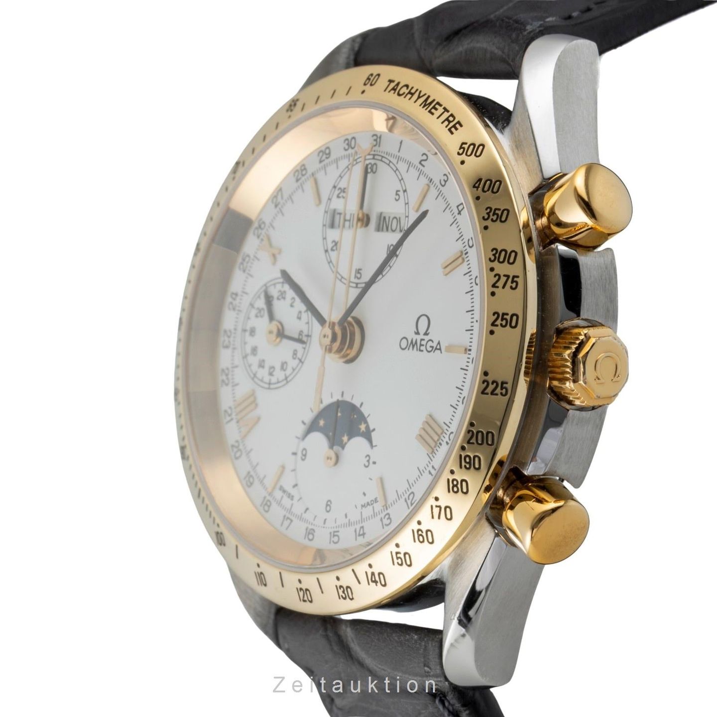 Omega Speedmaster Reduced 3131.20 (1991) - Wit wijzerplaat 39mm Goud/Staal (5/8)