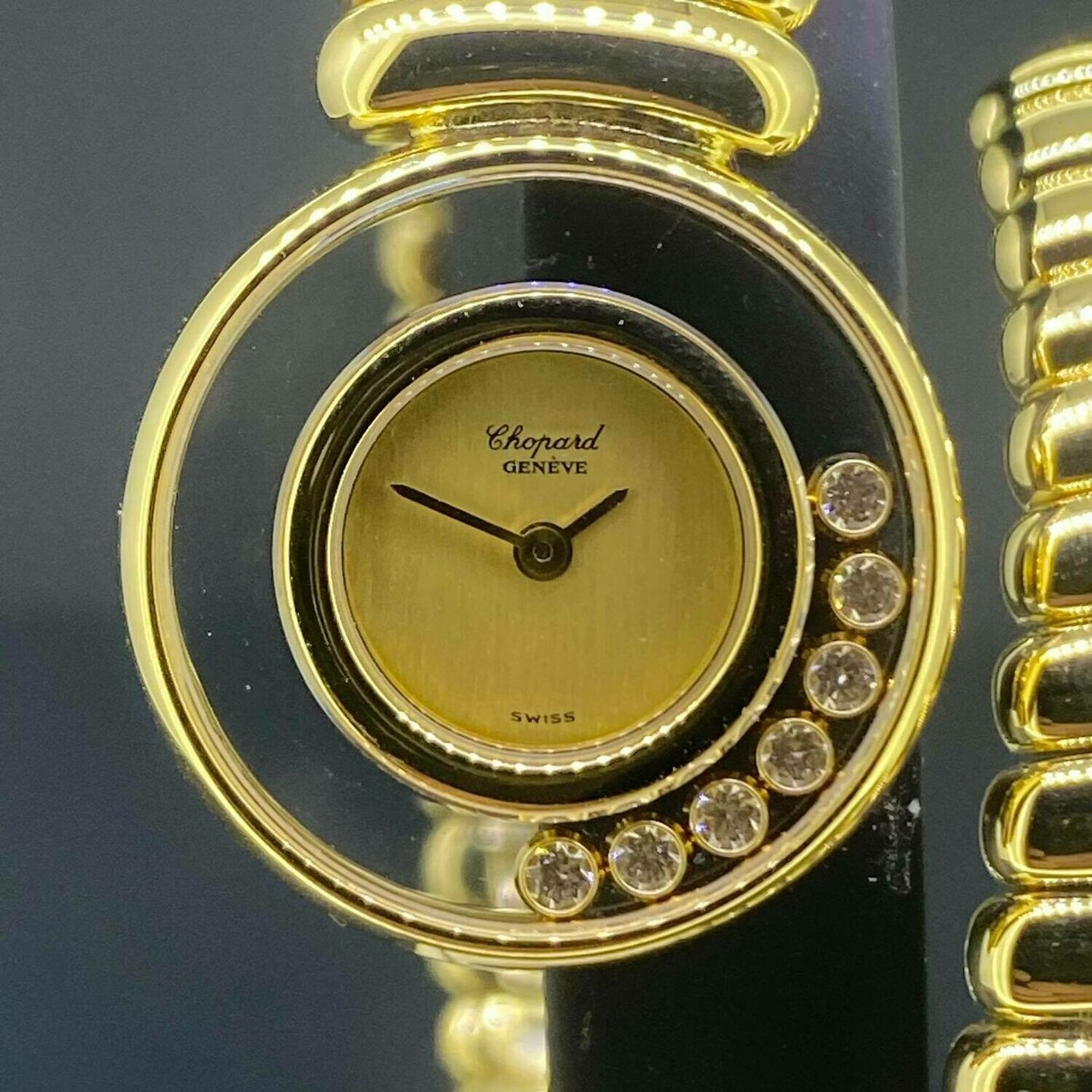 Chopard Happy Sport 4112 (1990) - Yellow dial 22 mm Yellow Gold case (1/6)