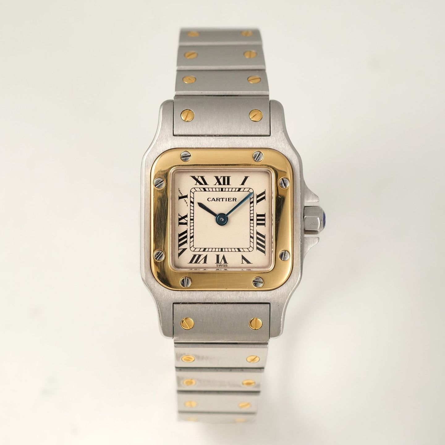 Cartier Santos Galbée 1567 (2000) - Champagne dial 35 mm Gold/Steel case (1/8)