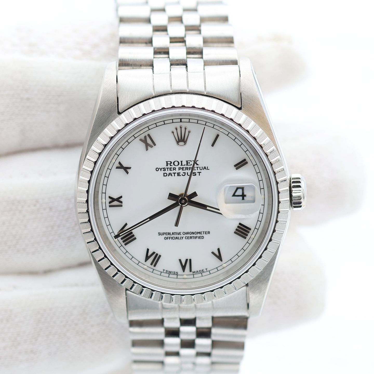 Rolex Datejust 36 16220 (Onbekend (willekeurig serienummer)) - Wit wijzerplaat 36mm Staal (3/7)