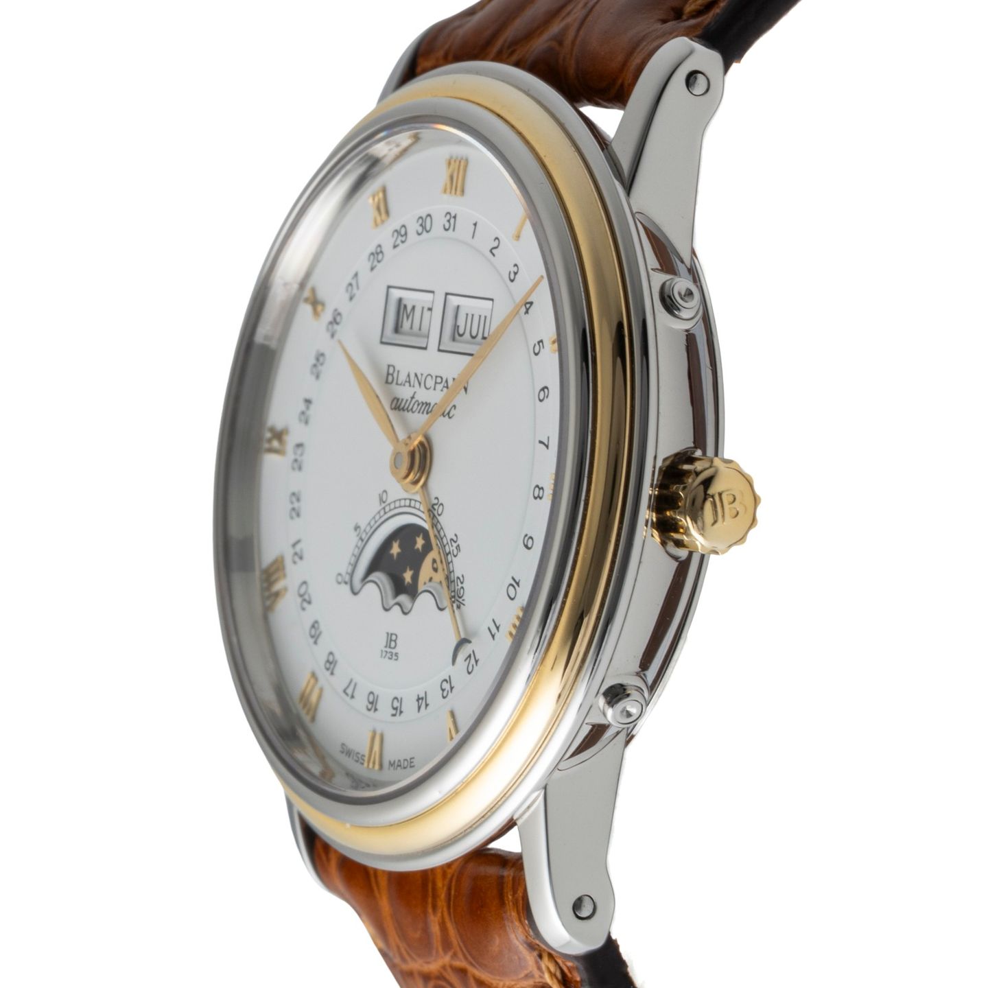 Blancpain Villeret 6595 (1990) - White dial 35 mm Yellow Gold case (6/8)