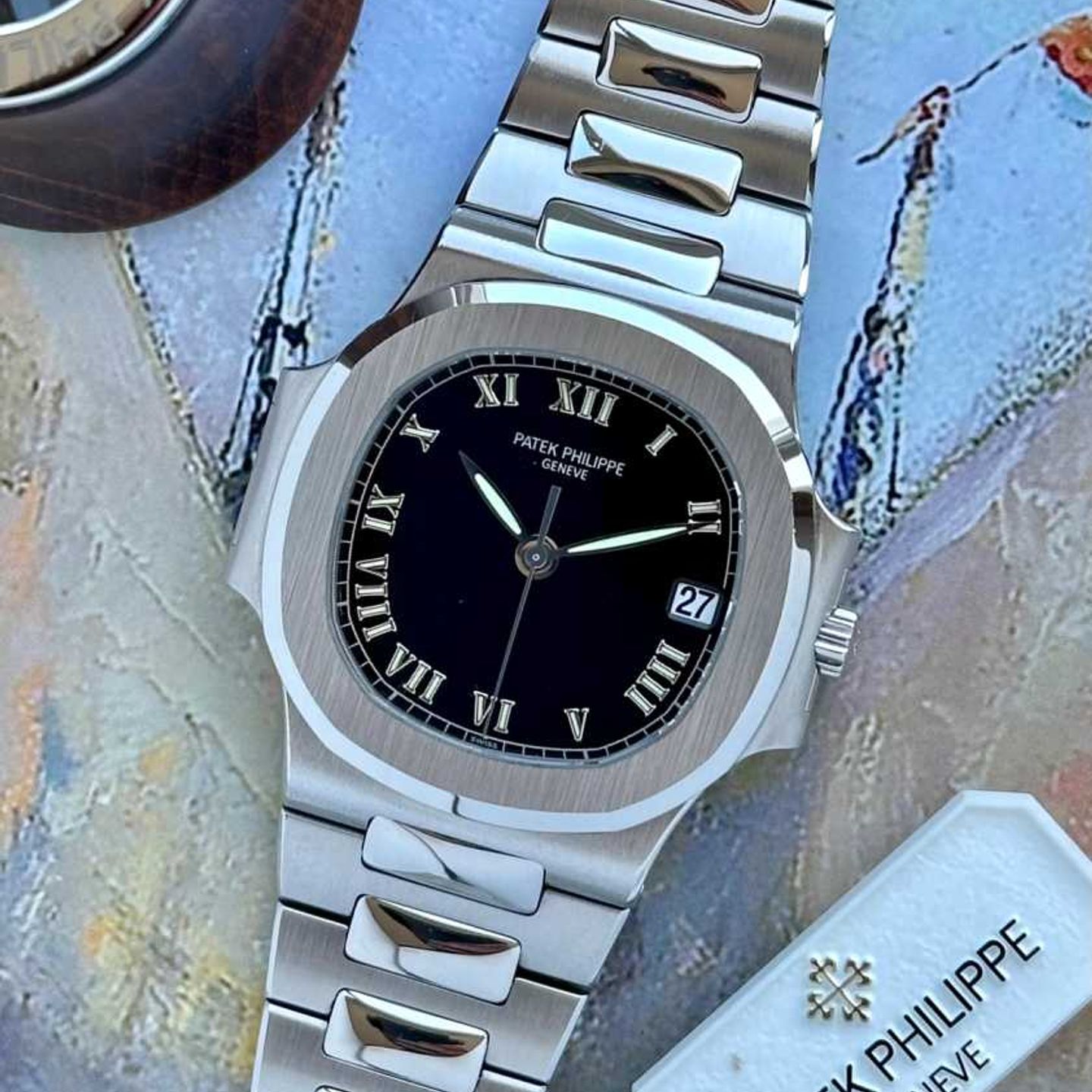 Patek Philippe Nautilus 3800 (2002) - Black dial 37 mm Steel case (1/8)