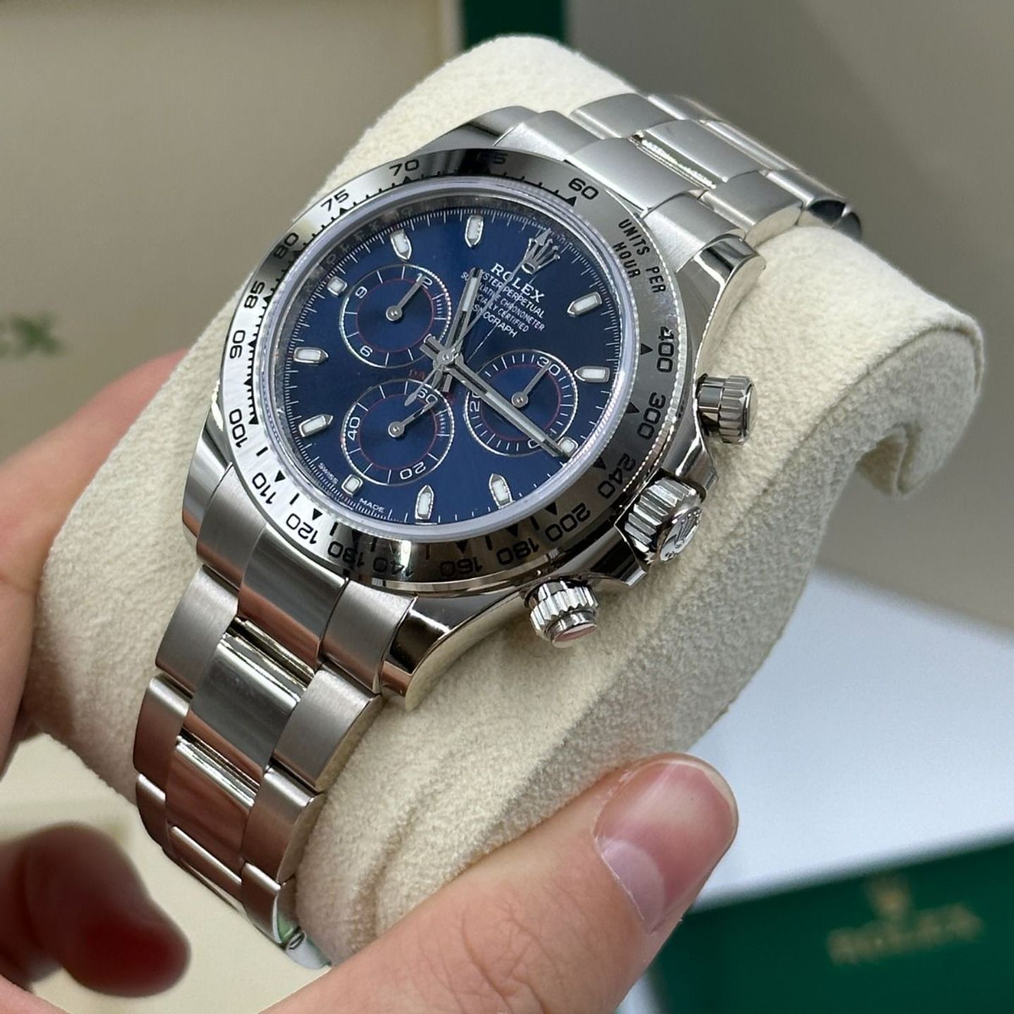 Rolex Daytona 116509 (Unknown (random serial)) - Blue dial 40 mm White Gold case (8/8)