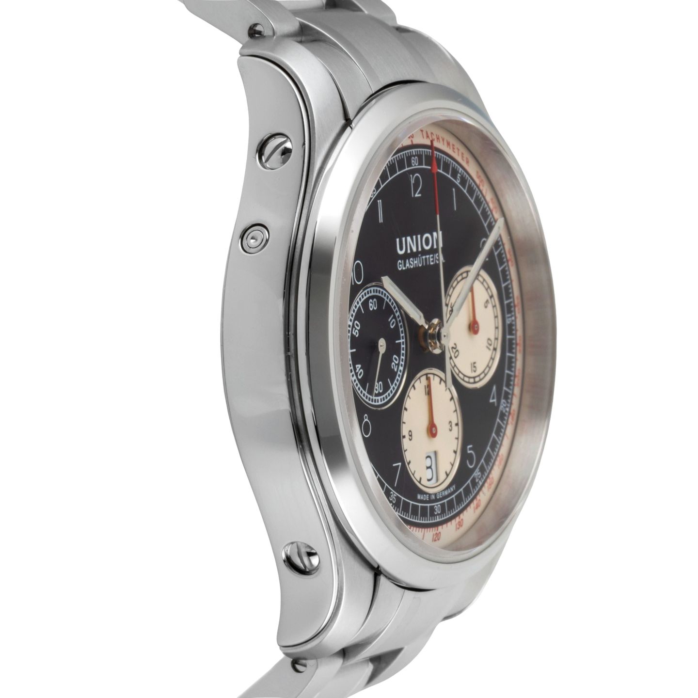 Union Glashütte Belisar Chronograph D009.427.16.052.00 (Unknown (random serial)) - Black dial 45 mm Steel case (7/8)