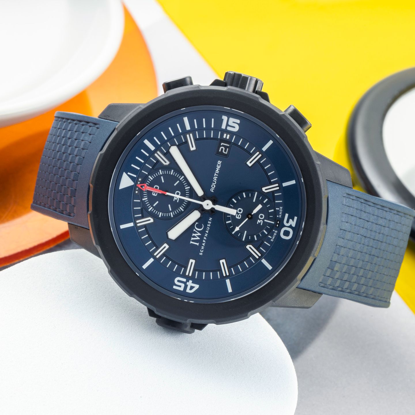 IWC Aquatimer Chronograph IW379507 (Onbekend (willekeurig serienummer)) - Blauw wijzerplaat 45mm Staal (2/8)