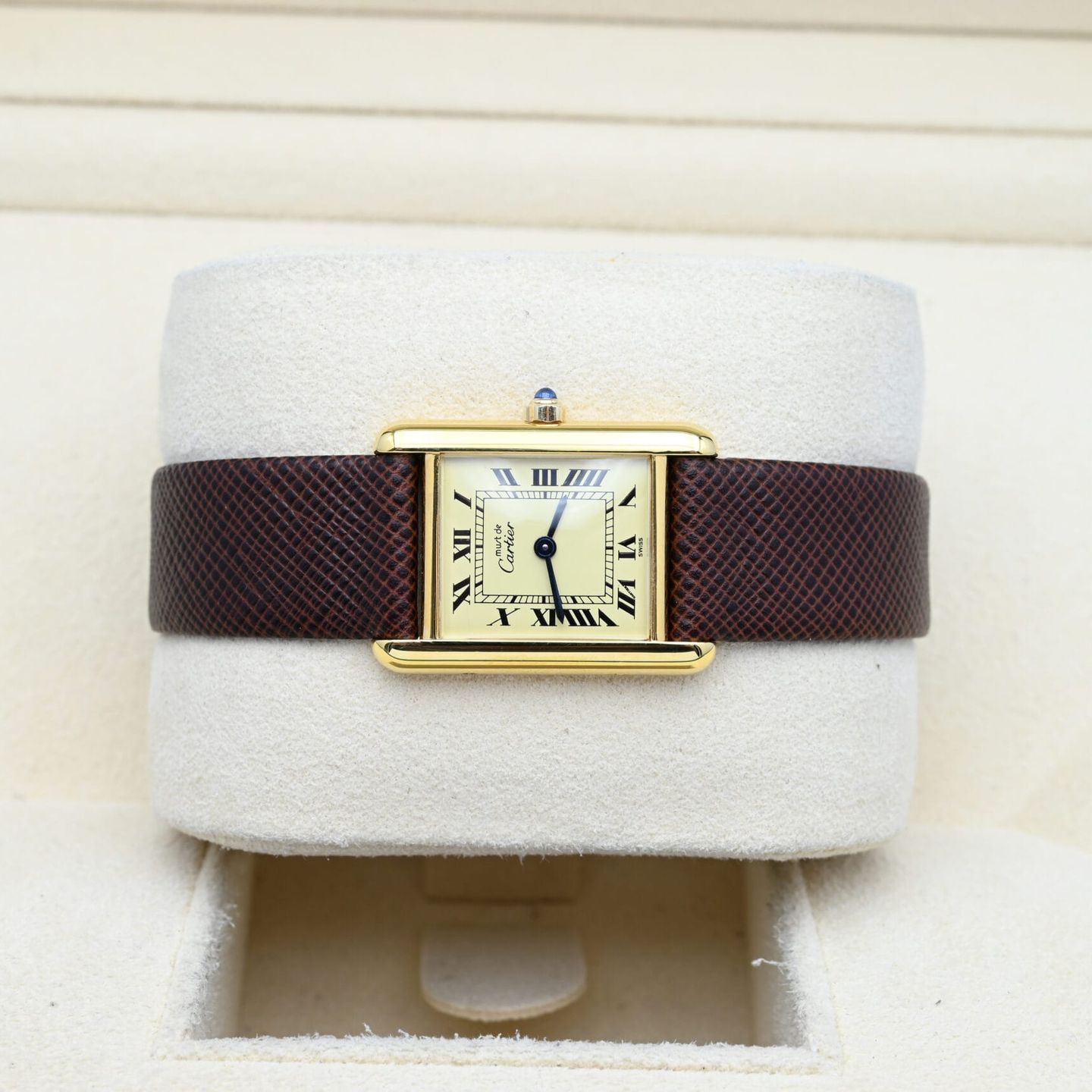 Cartier Tank Vermeil 366001 (Unknown (random serial)) - Yellow dial 20 mm Silver case (5/8)
