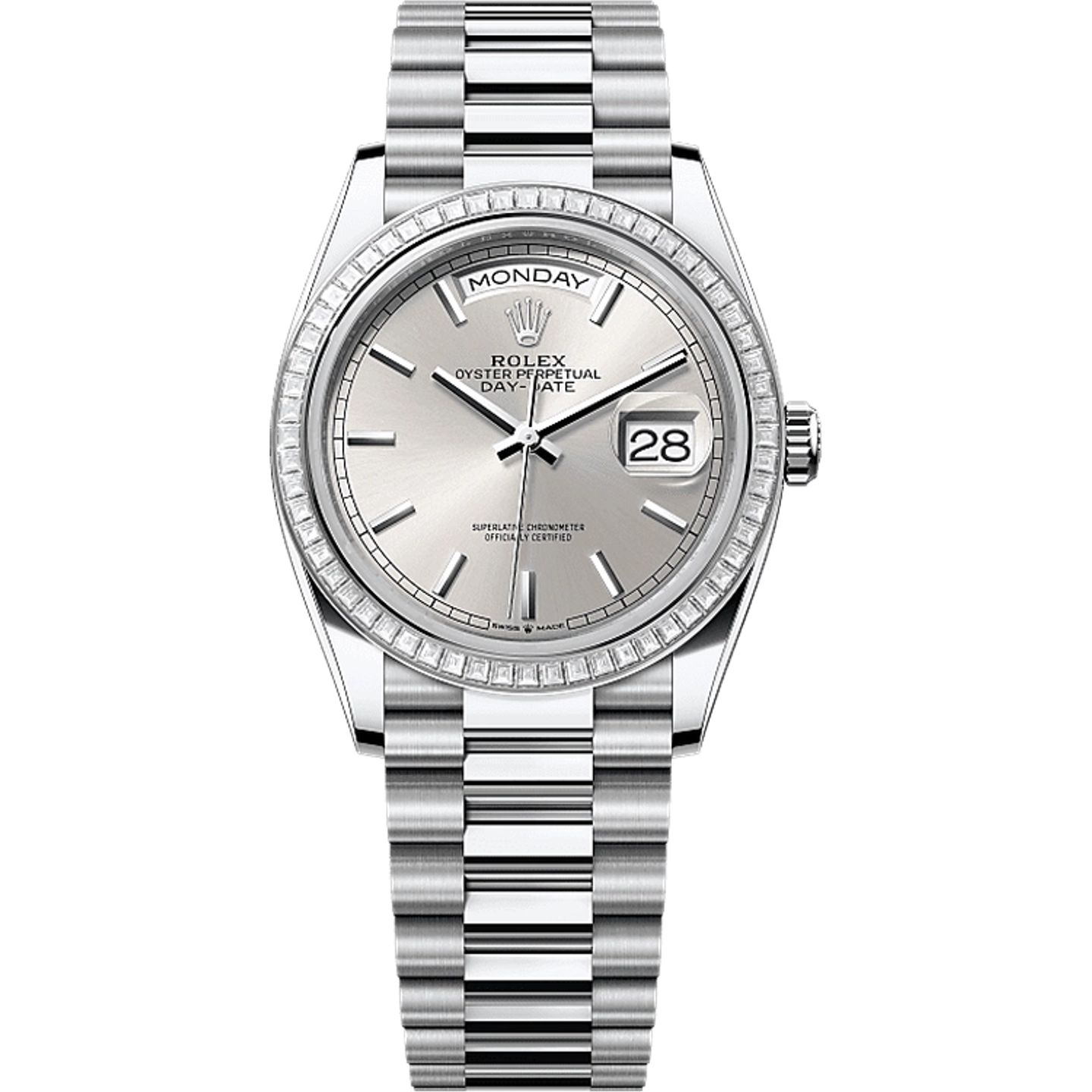 Rolex Day-Date 36 128396TBR (2025) - Zilver wijzerplaat 36mm Platina (1/1)