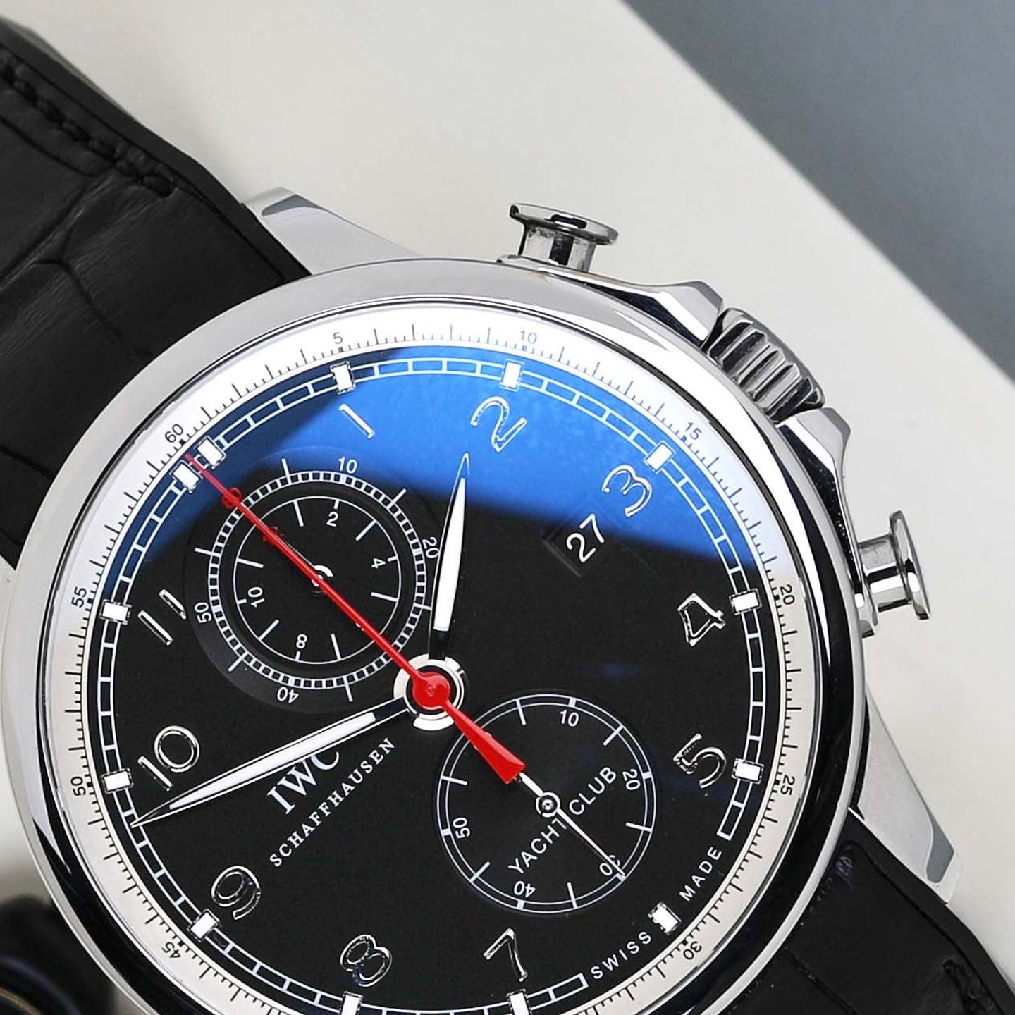 IWC Portuguese Yacht Club Chronograph IW390210 (2012) - Zwart wijzerplaat 45mm Staal (3/8)